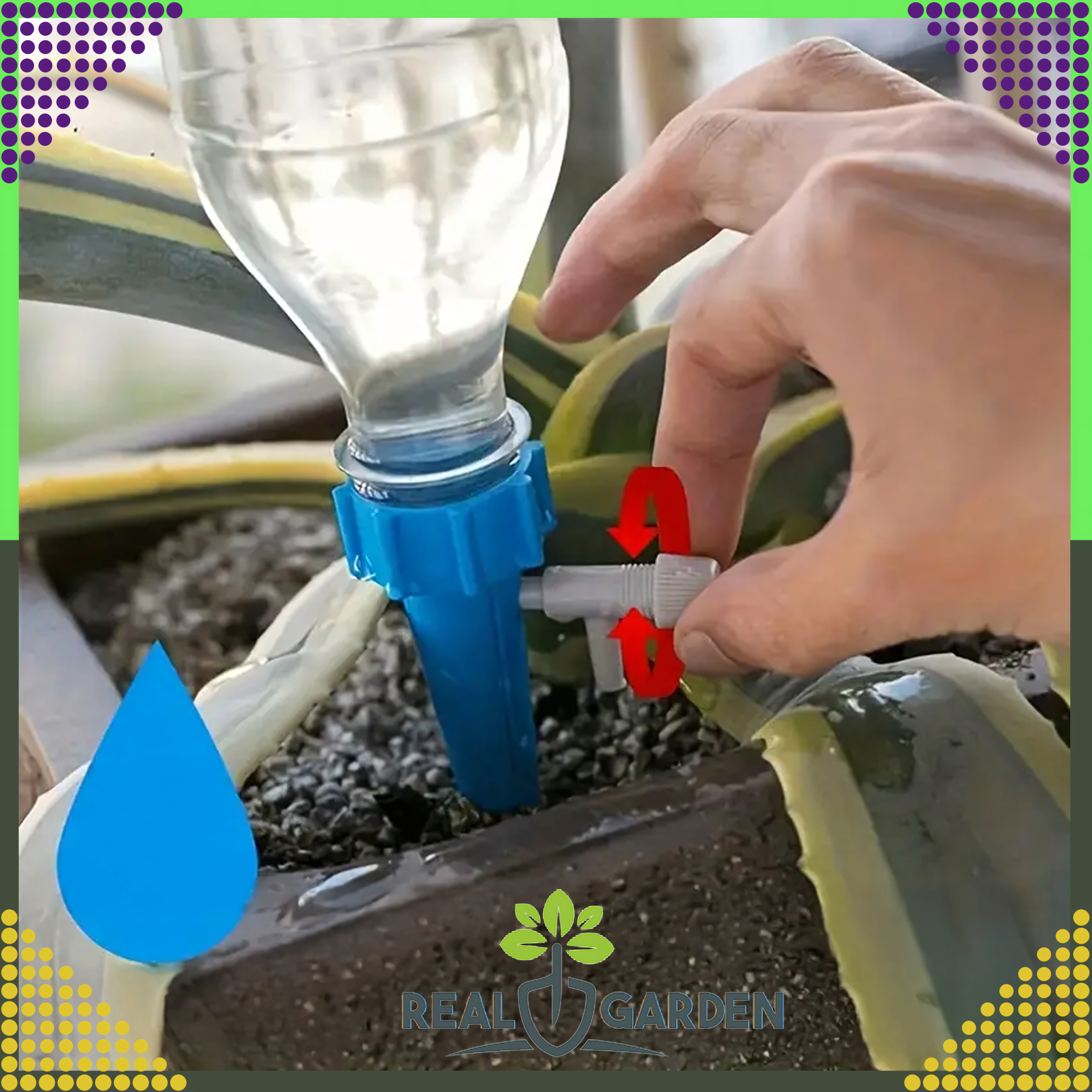 10x pudelitaoline lillepoti kastmissüsteem kraaniga aiataimedele