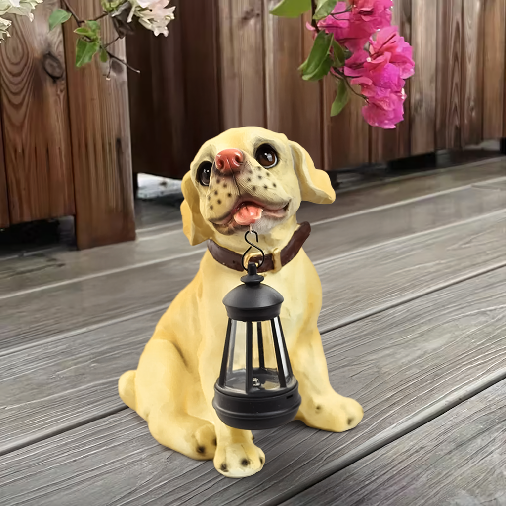 Decorative Solar Garden Lamp with LED Lantern Dog Design