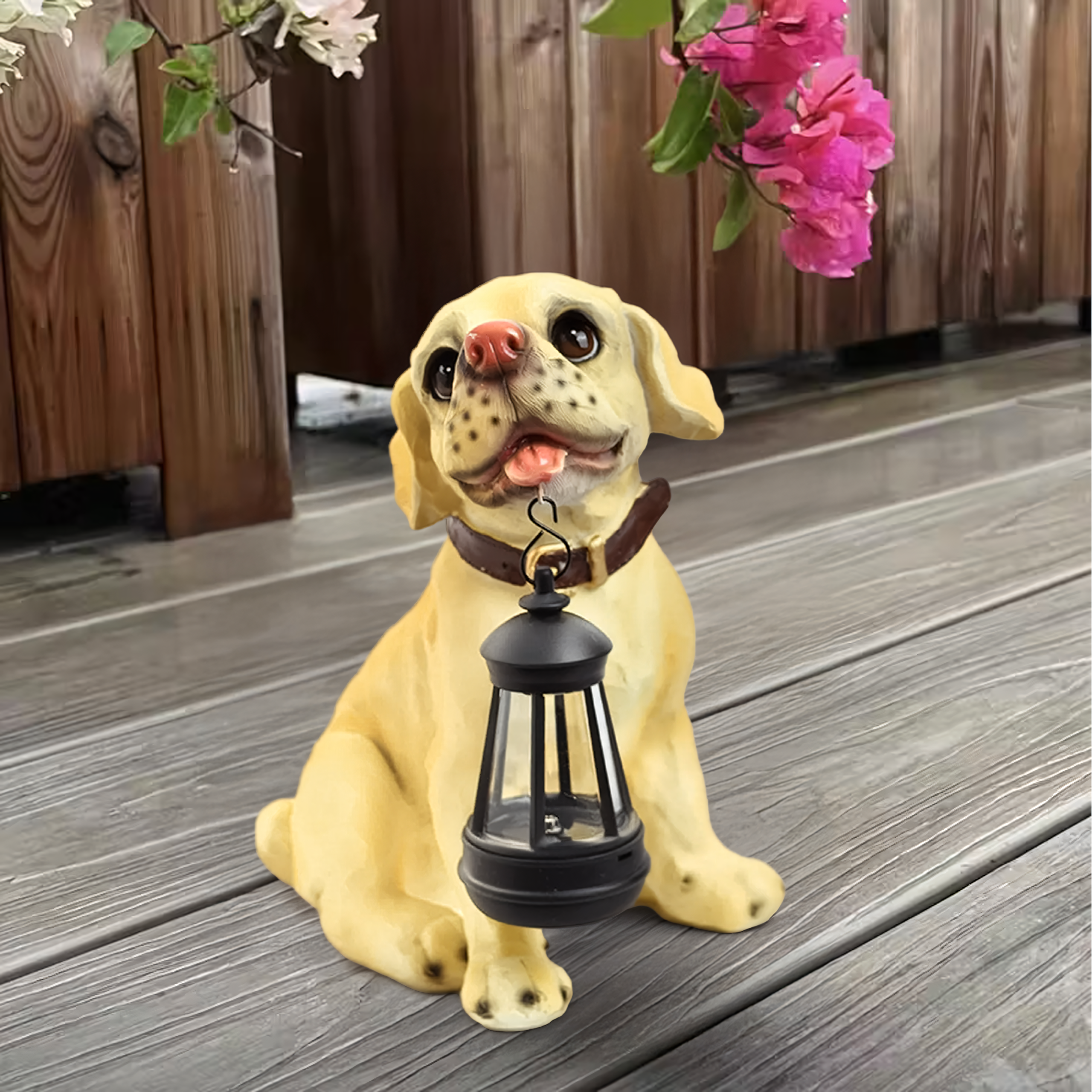 Decorative Solar Garden Lamp with LED Lantern Dog Design
