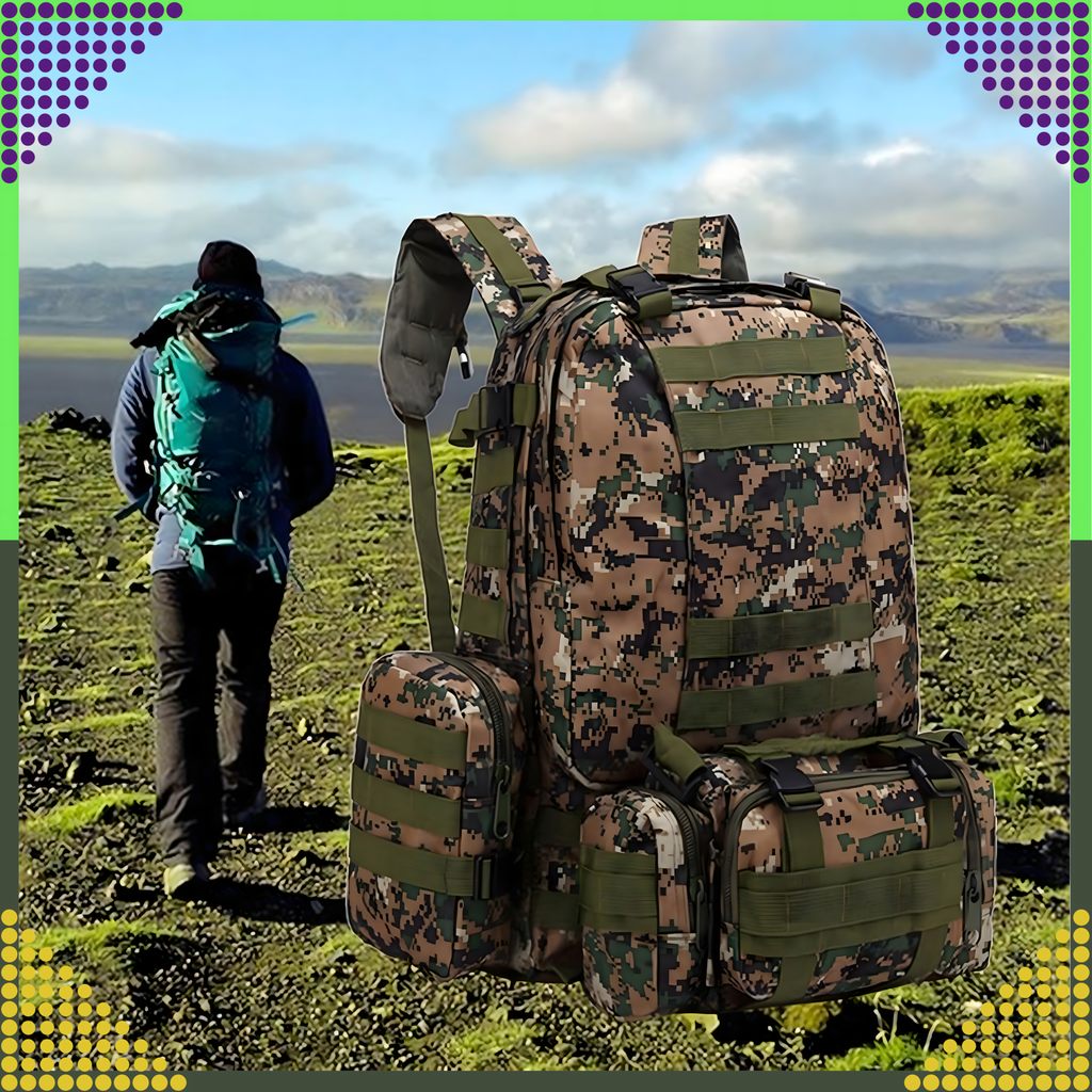 Tactical Military Travel Backpack 4-in-1 Survival 50L
