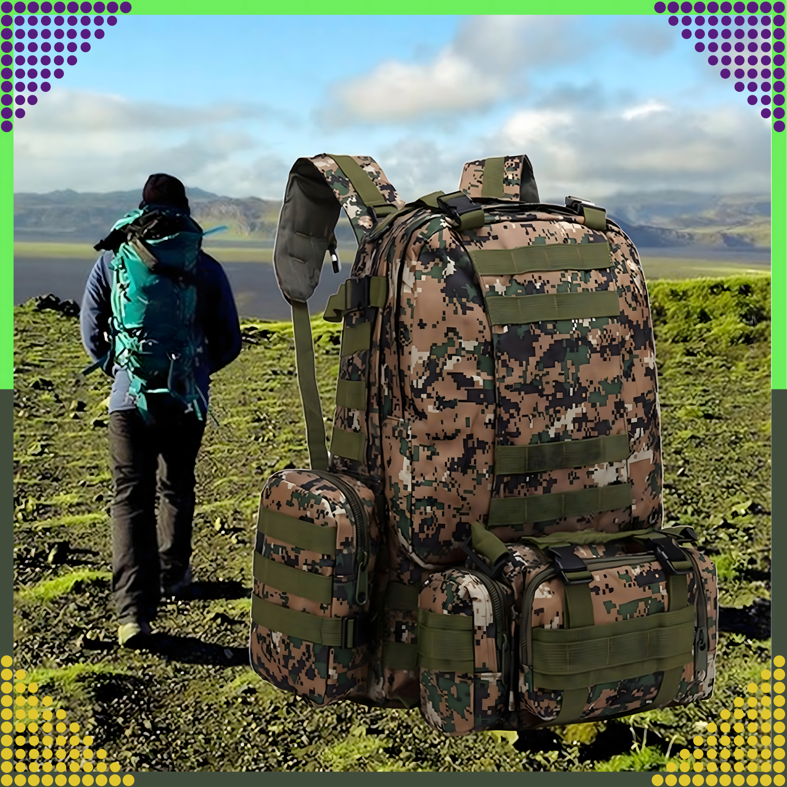 Tactical Military Travel Backpack 4-in-1 Survival 50L