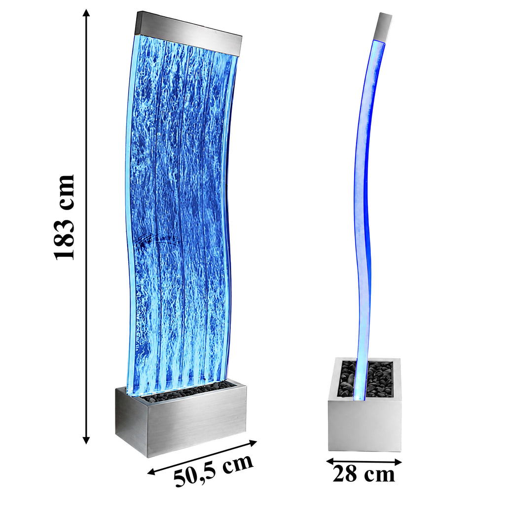Freestanding Bubble Water Wall Fountain with LED Colors 183x50x28cm