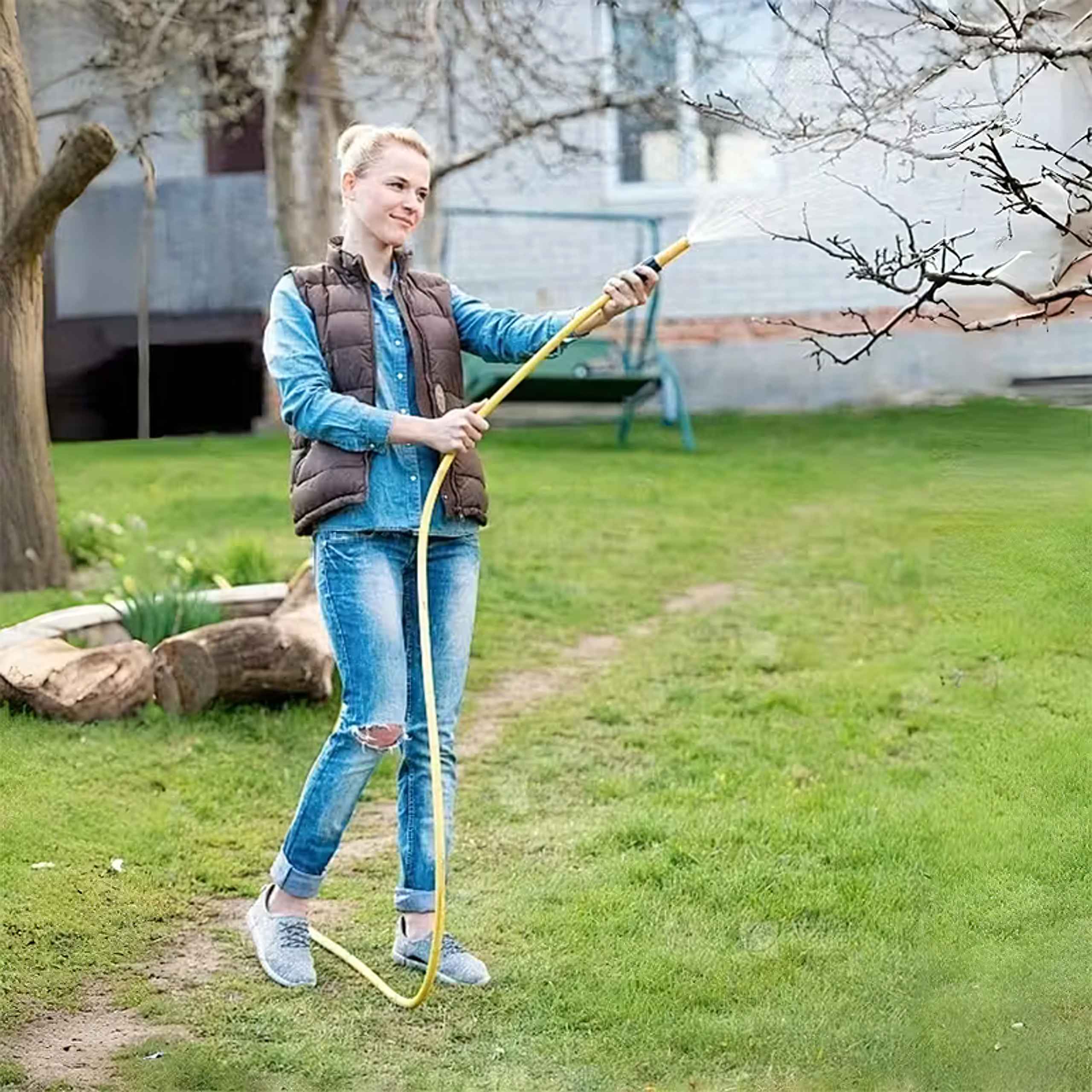 50x Garden Hose 3-Layer 1/2 inch 50 m Reinforced Coiled for Watering Garden