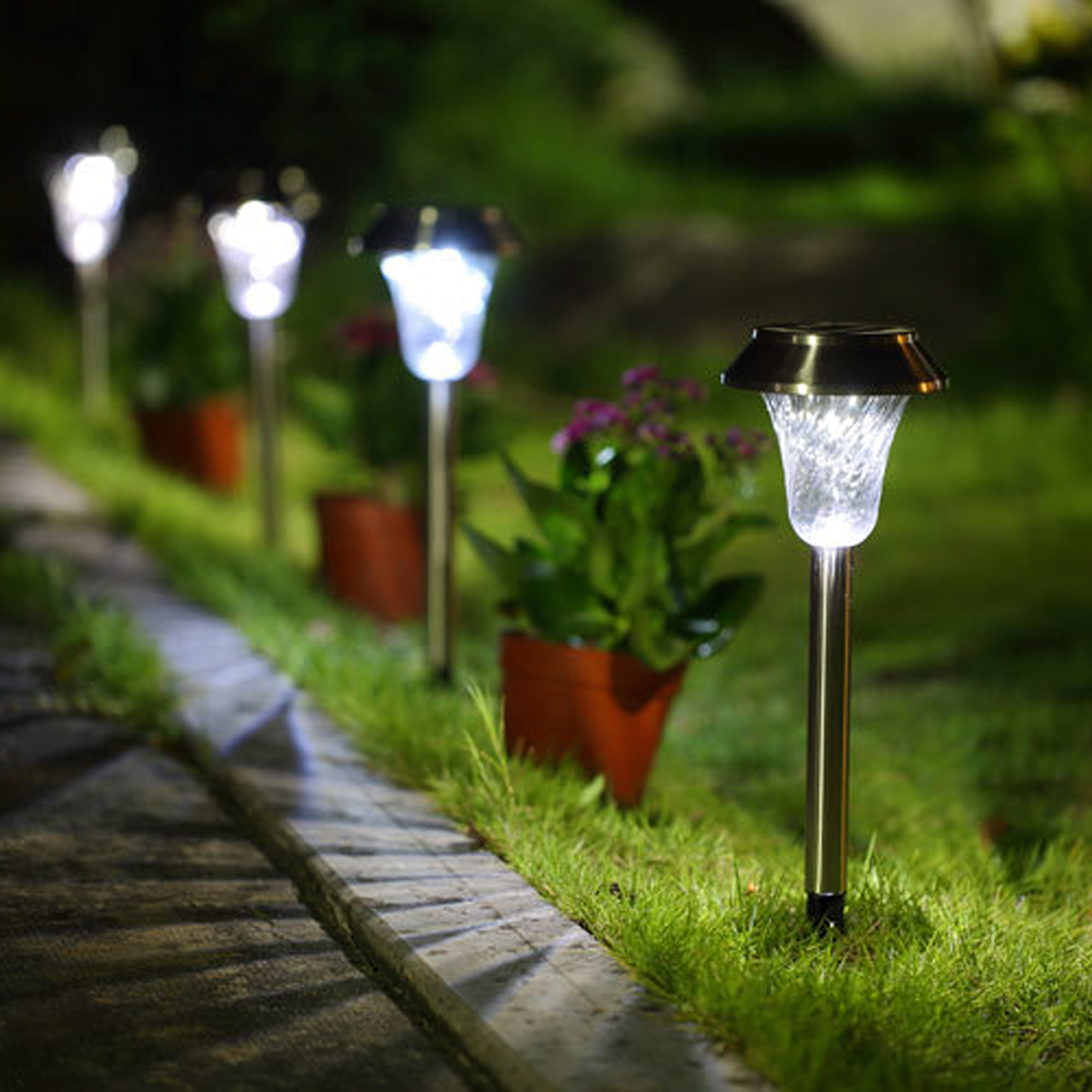 Set of 6 Waterproof Solar Garden Spike Lights 41cm 6 pcs