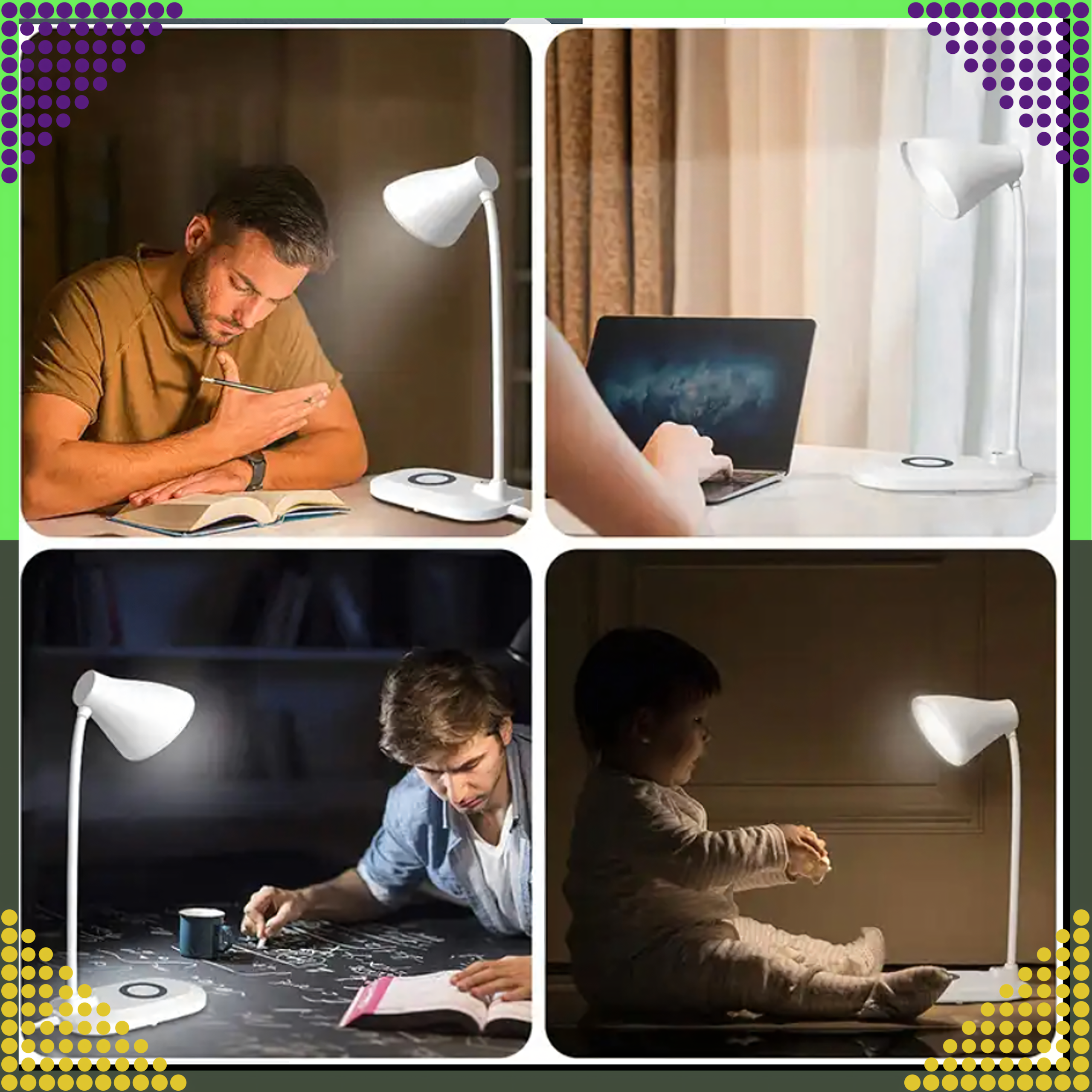 LED laualamp QI induktiivlaadija ja USB-ga