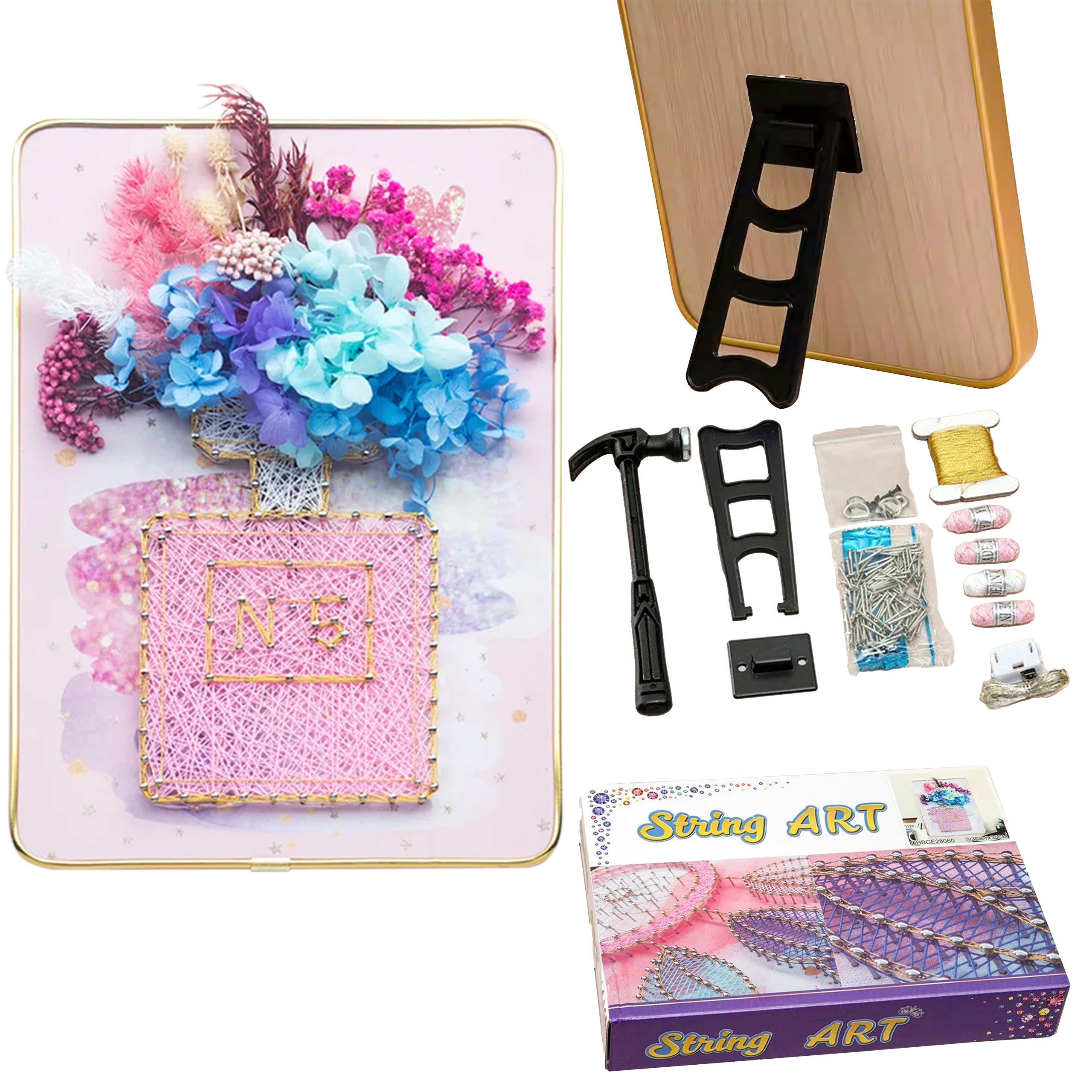 Loominguline komplekt niidikunstiks, Interroad tikkimine, LED-pilt raamiga 21x30 cm