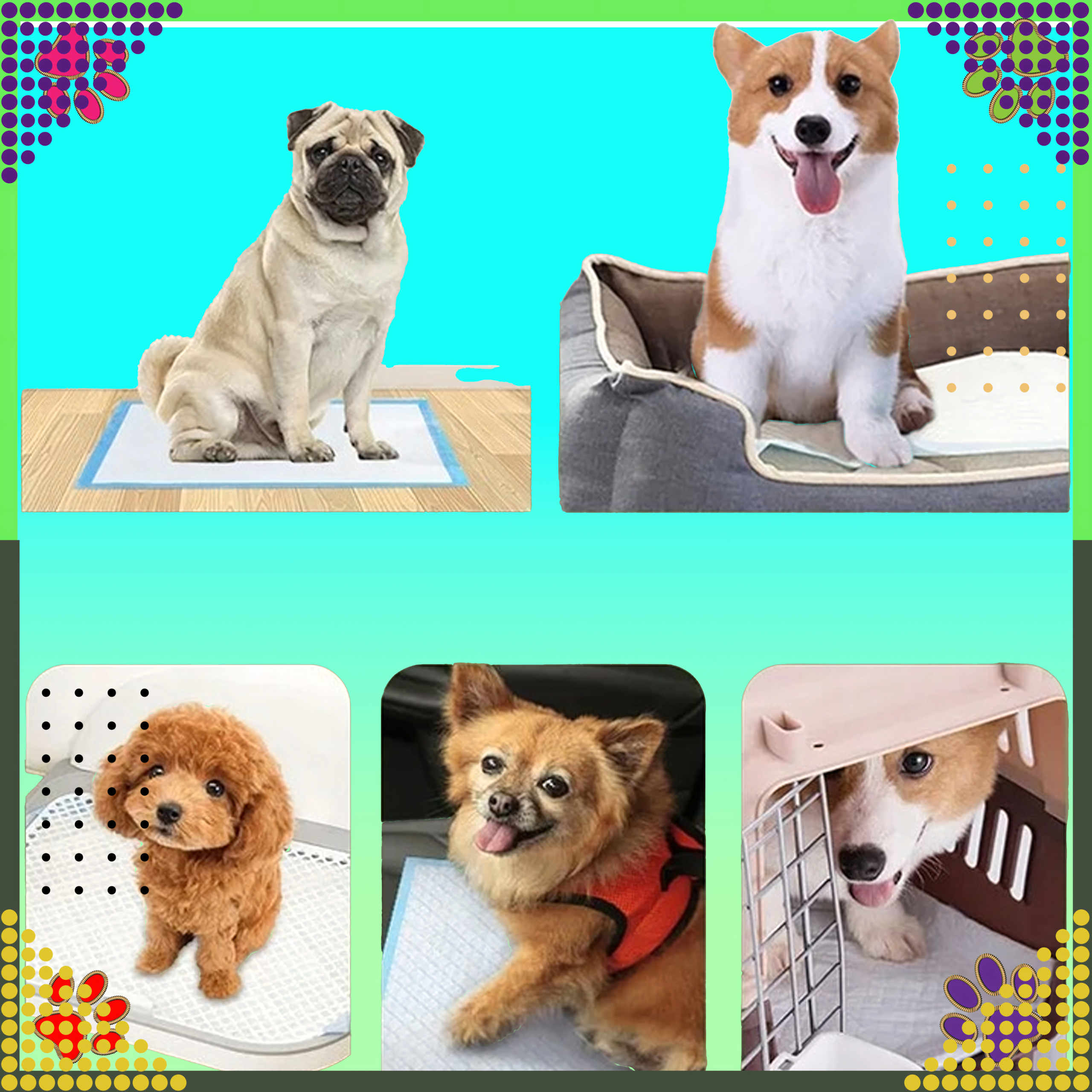 Alus x 616 pakki Hügieenilised matid koertele pissimise õppimiseks XL 40x60cm paksud 20 tk SININE