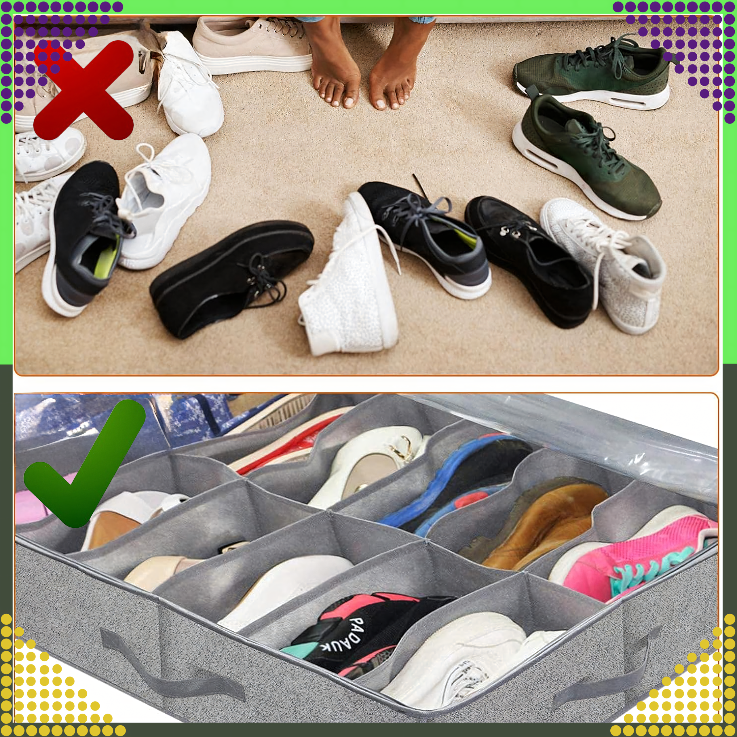 Kingade korraldaja voodi alla, kokkupandav riidekast lukuga garderoobi jaoks