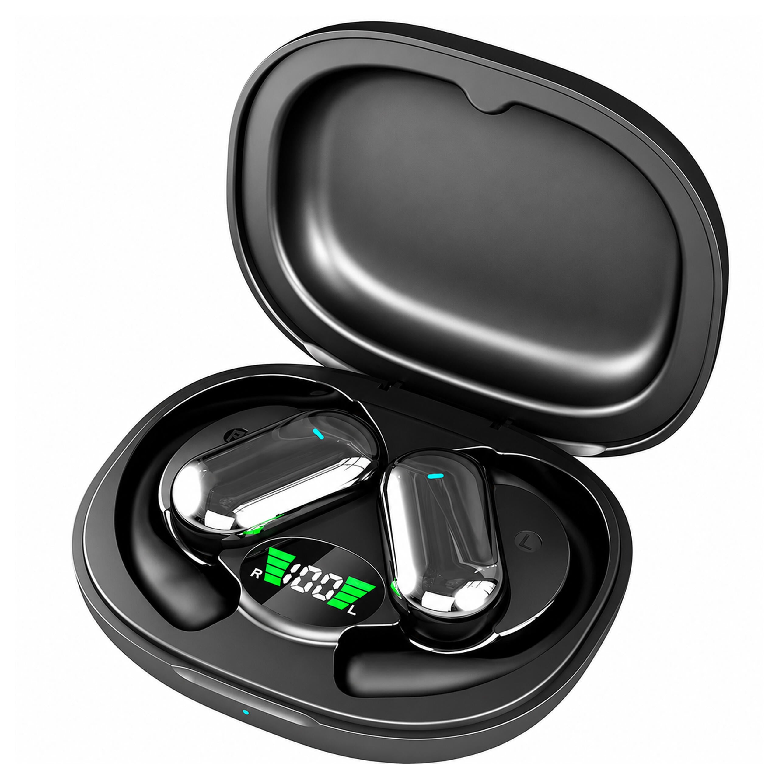 Juhtmevabad Bluetooth-sisekkõrvaklapid AI-tõlkefunktsiooniga ja akupangana toimiva karbiga, mustad RC-K-2614