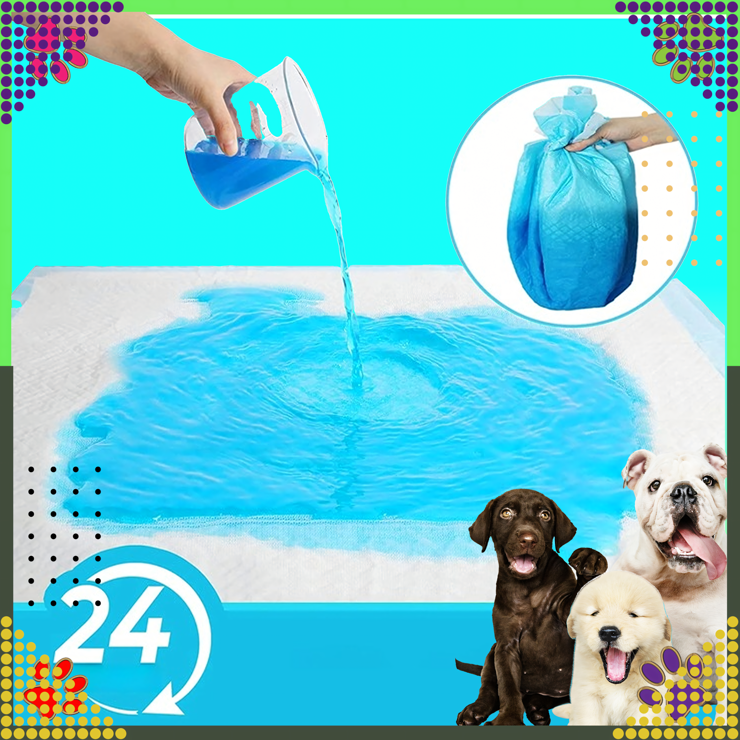 Alus x 616 pakki Hügieenilised matid koertele pissimise õppimiseks XL 40x60cm paksud 20 tk SININE