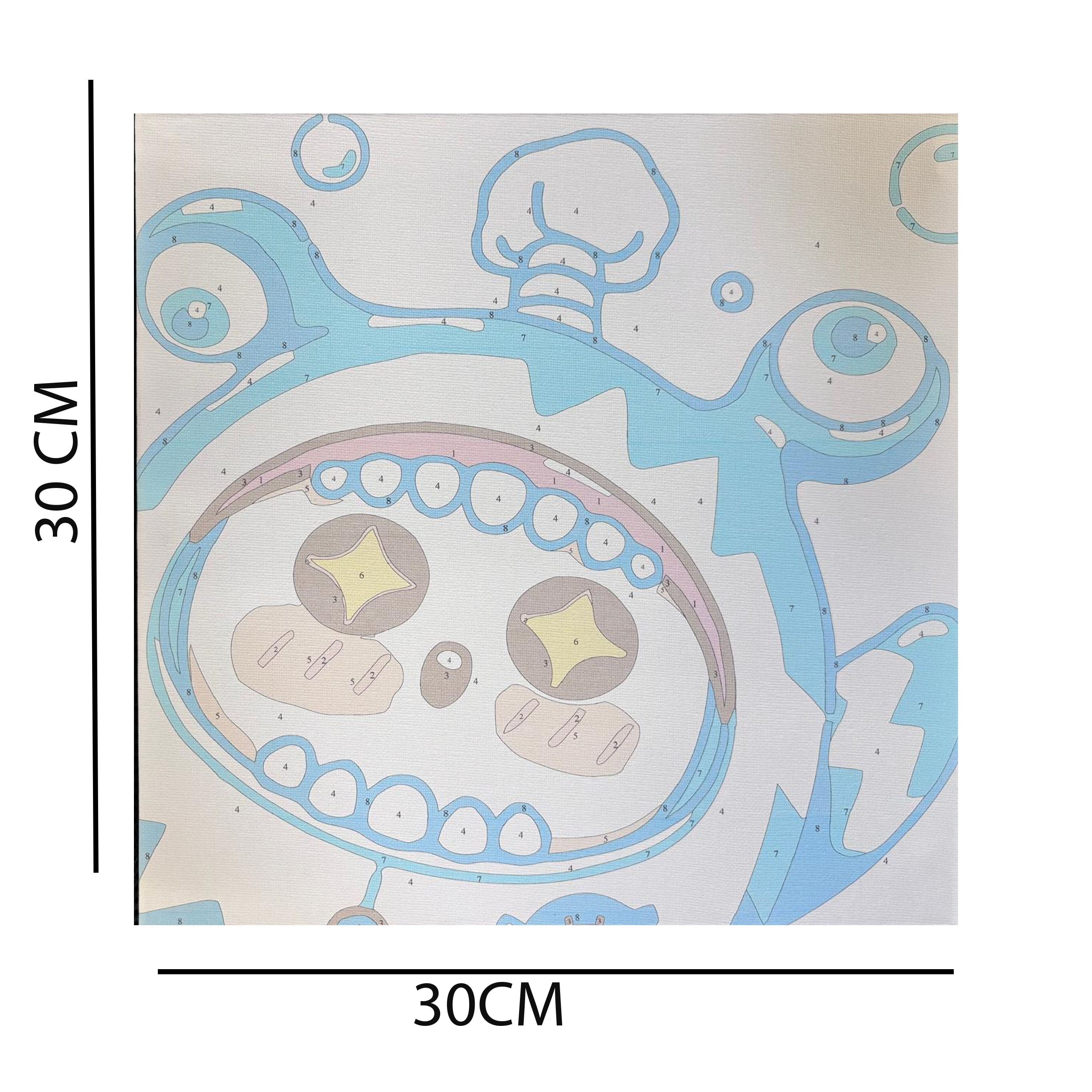 Numbrite järgi värvimise pilt raamiga ja pintslite komplekt 30x30 lastele