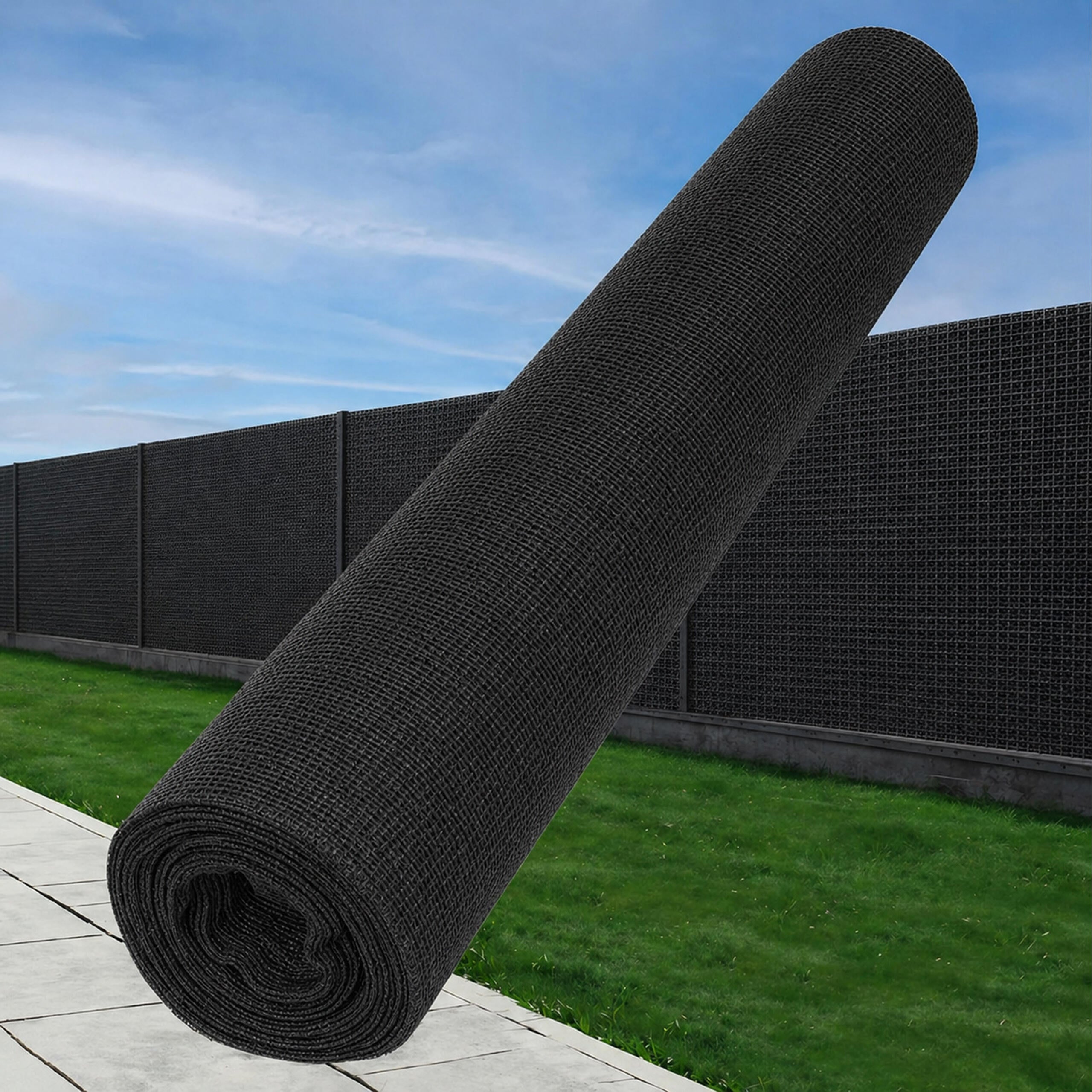 Varjutus- ja kamuflaaživõrk 1.5x50m 95% katvusega aiapiirdeks 180g koos 100 sidemega
