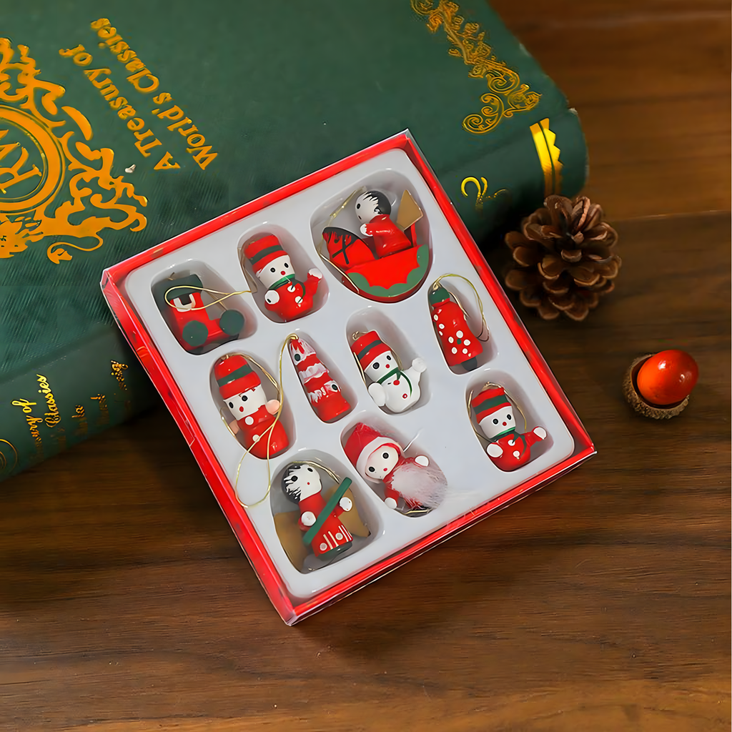 Puidust jõulukuulid ripatsid jõulupuu kaunistused 10 tk