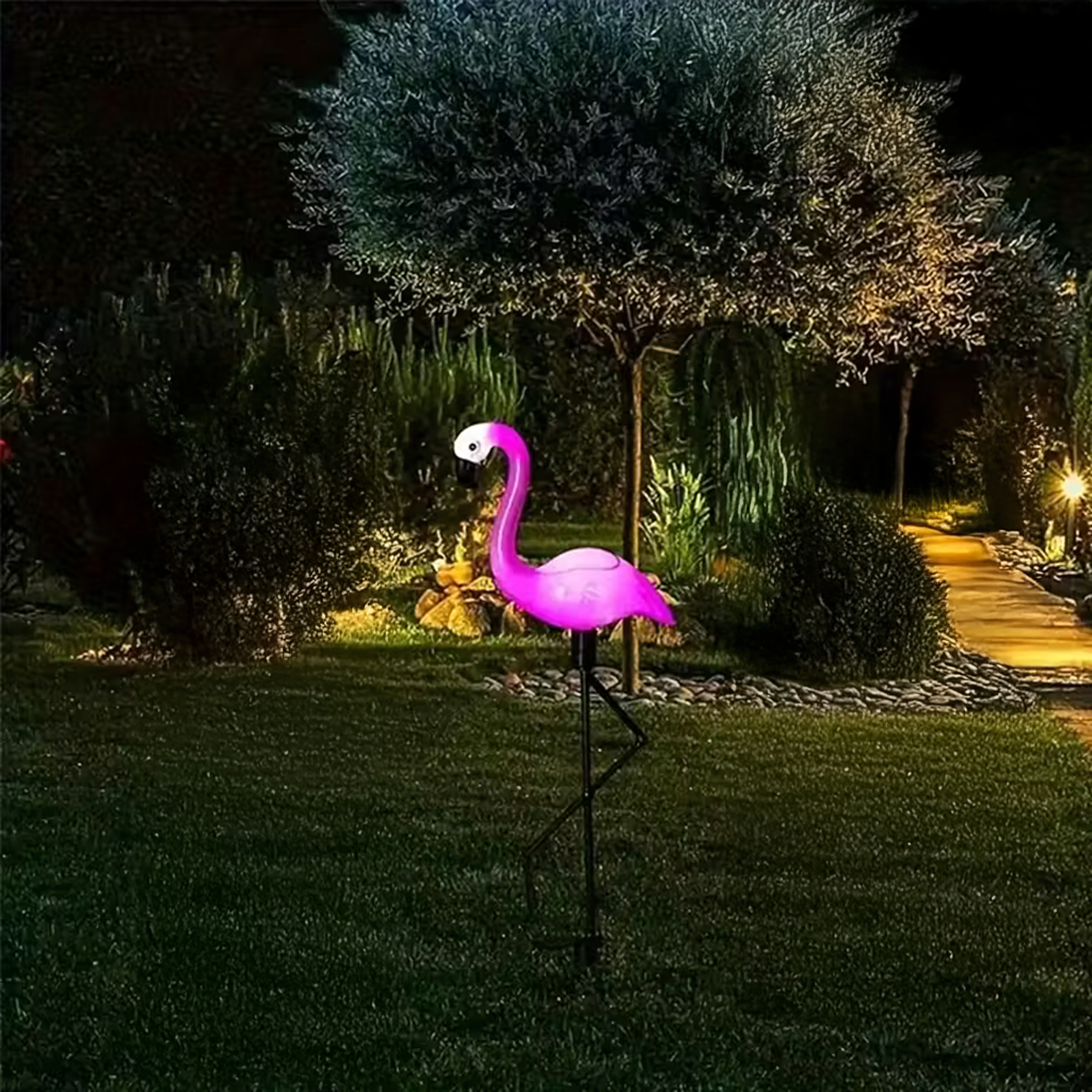Decorative Solar Garden Lamp Flamingo LED Decoration 53 cm