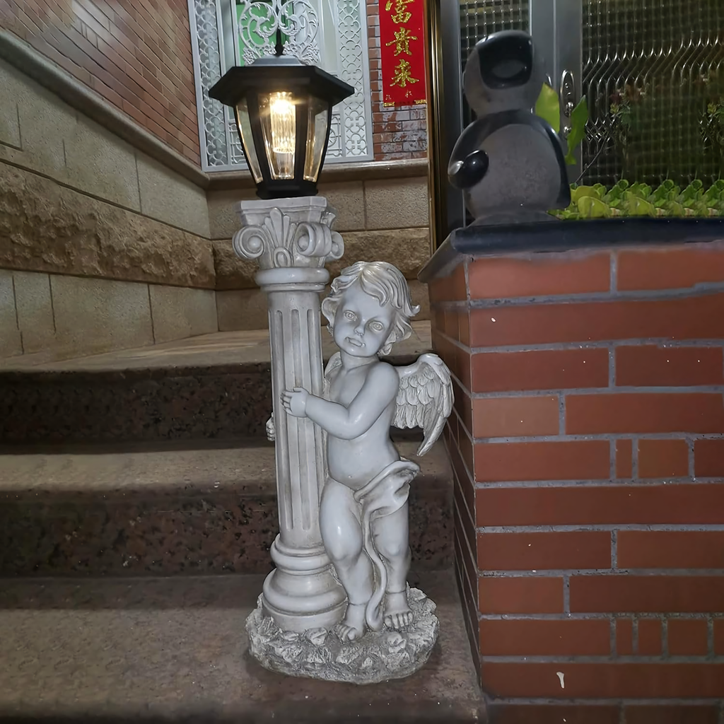 Figurka Candle Holder Decoration Statue Solar LED Angel for Garden or Grave 49cm