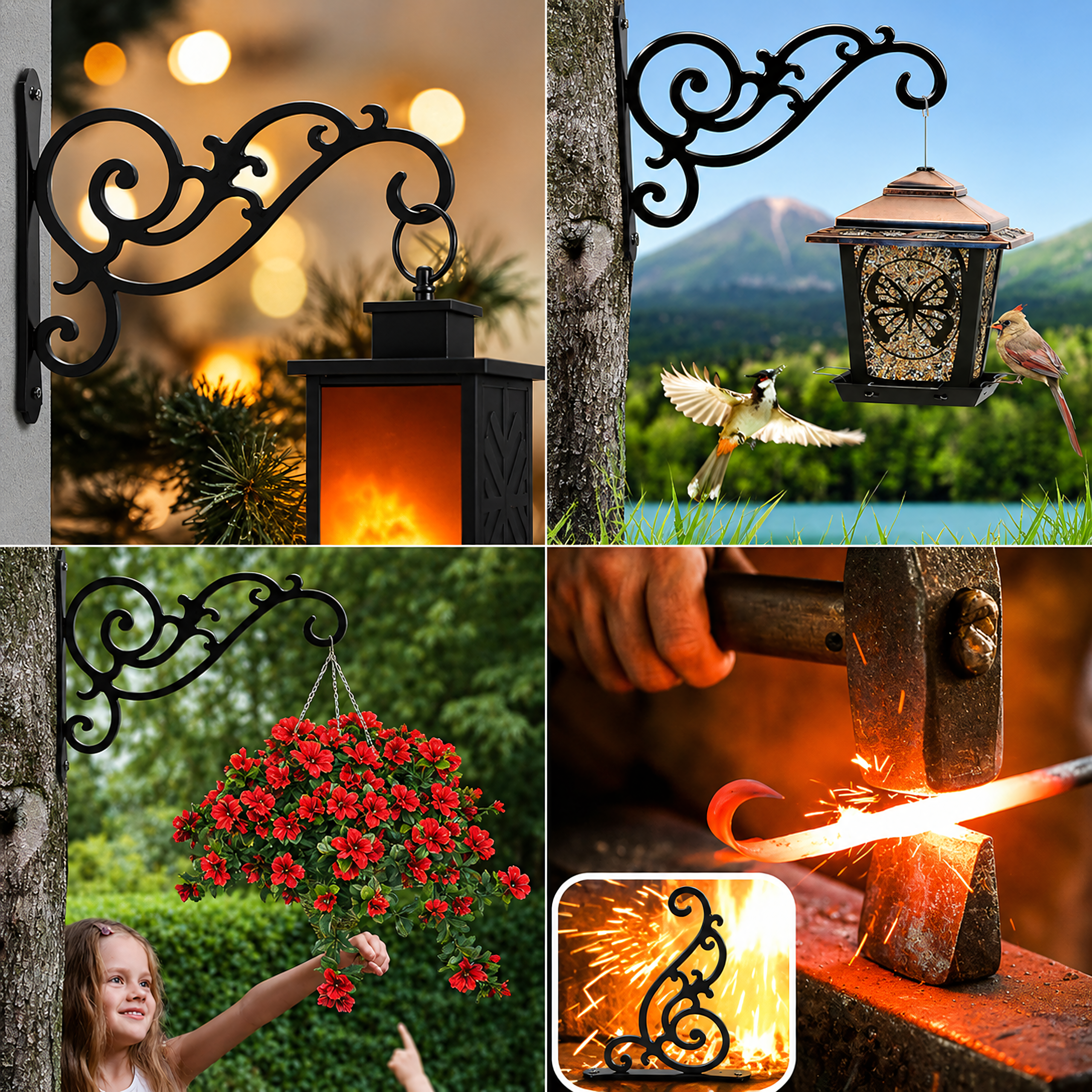2x Metal Wall Hooks for Hanging Flower Pots and Garden Baskets