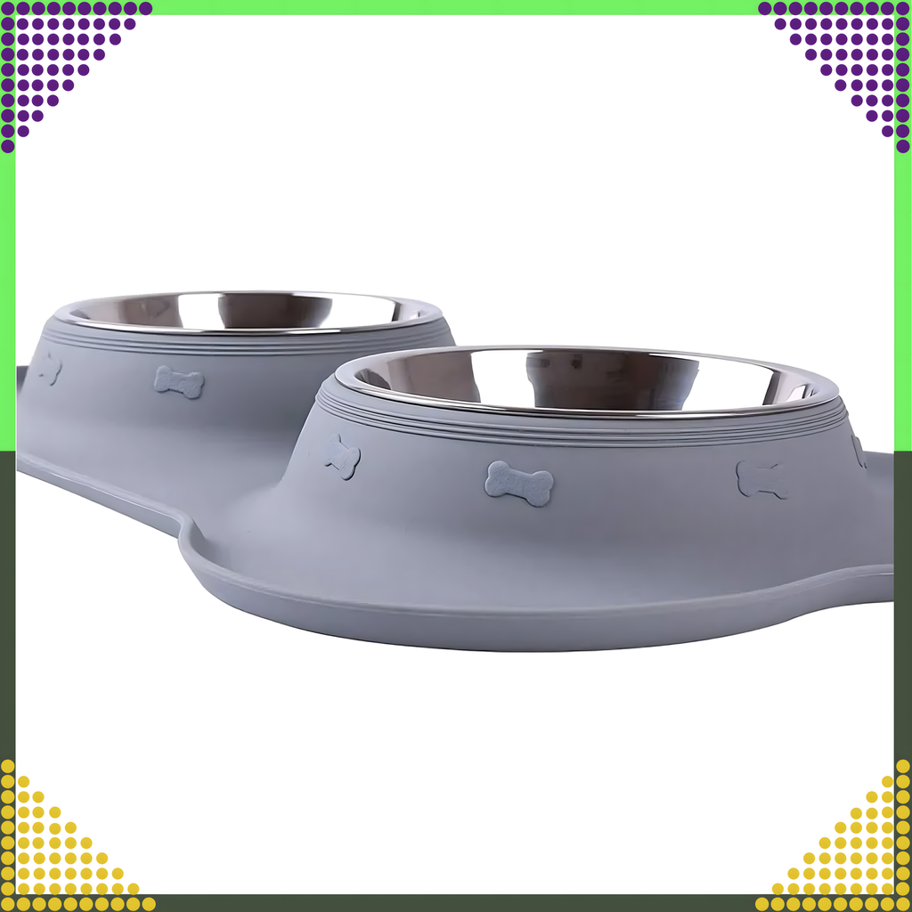 Kahe kausiga koera ja kassi metallist libisemisvastane kauss, 2 kaussi + alus