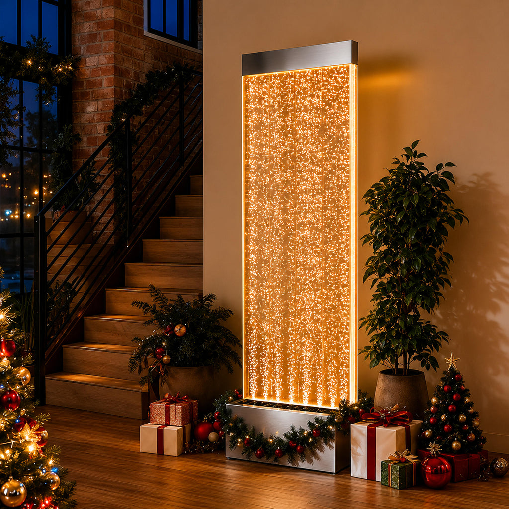 Freestanding Water Bubble Wall Fountain LED RGB 183x50.5x28cm