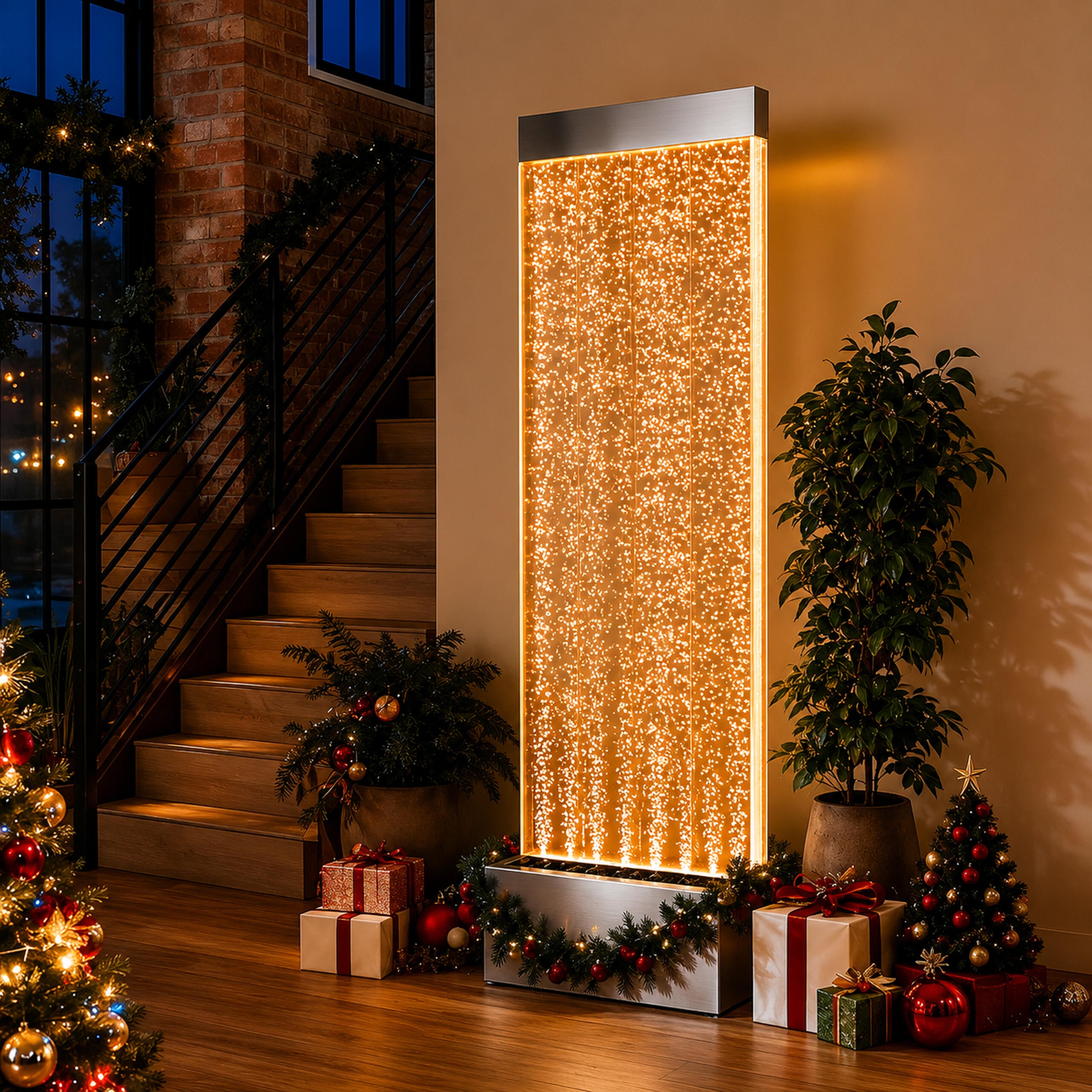 Freestanding Water Bubble Wall Fountain LED RGB 183x50.5x28cm
