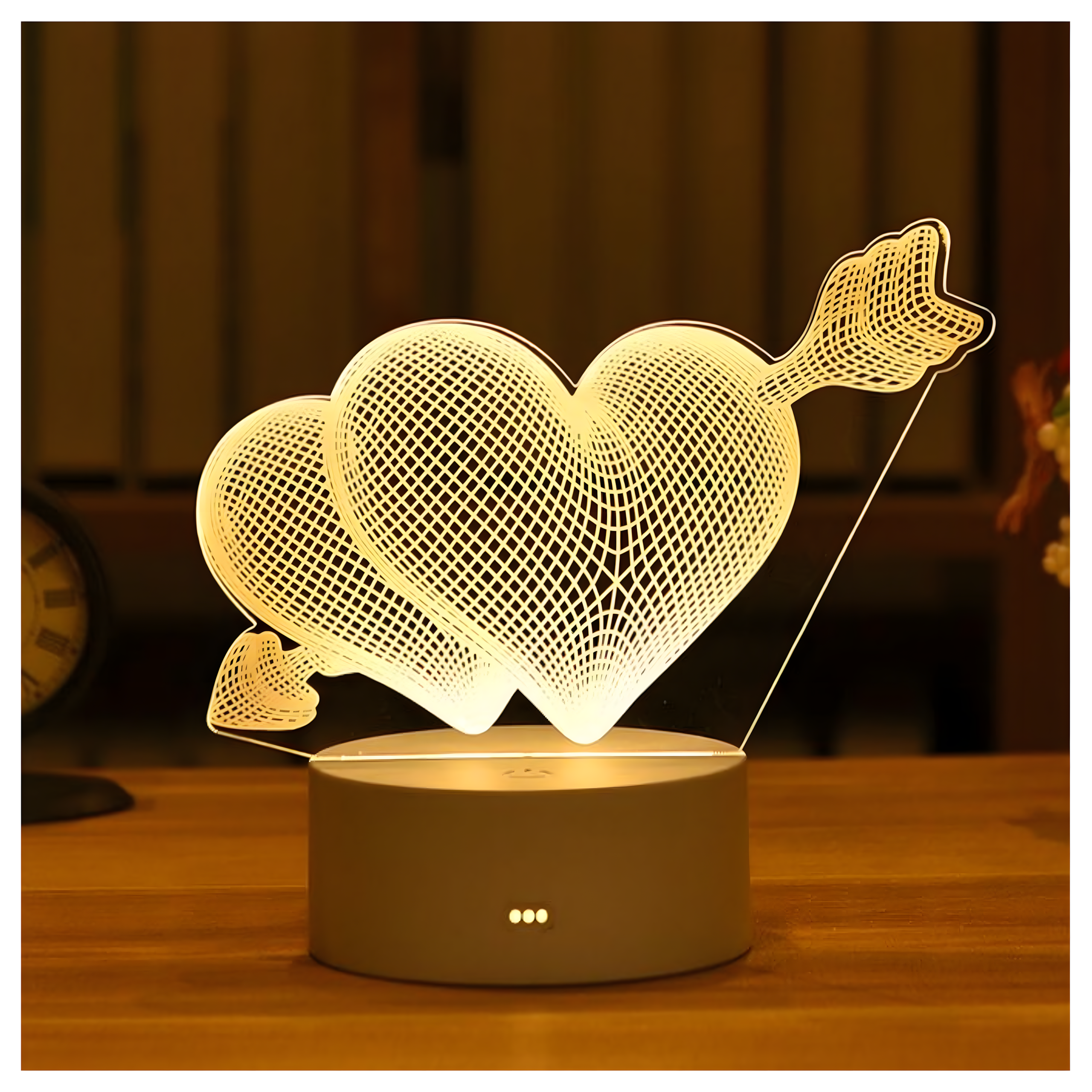 Love Hearts 3D illusiooniga öölamp laste magamistuppa, kingitus, USB