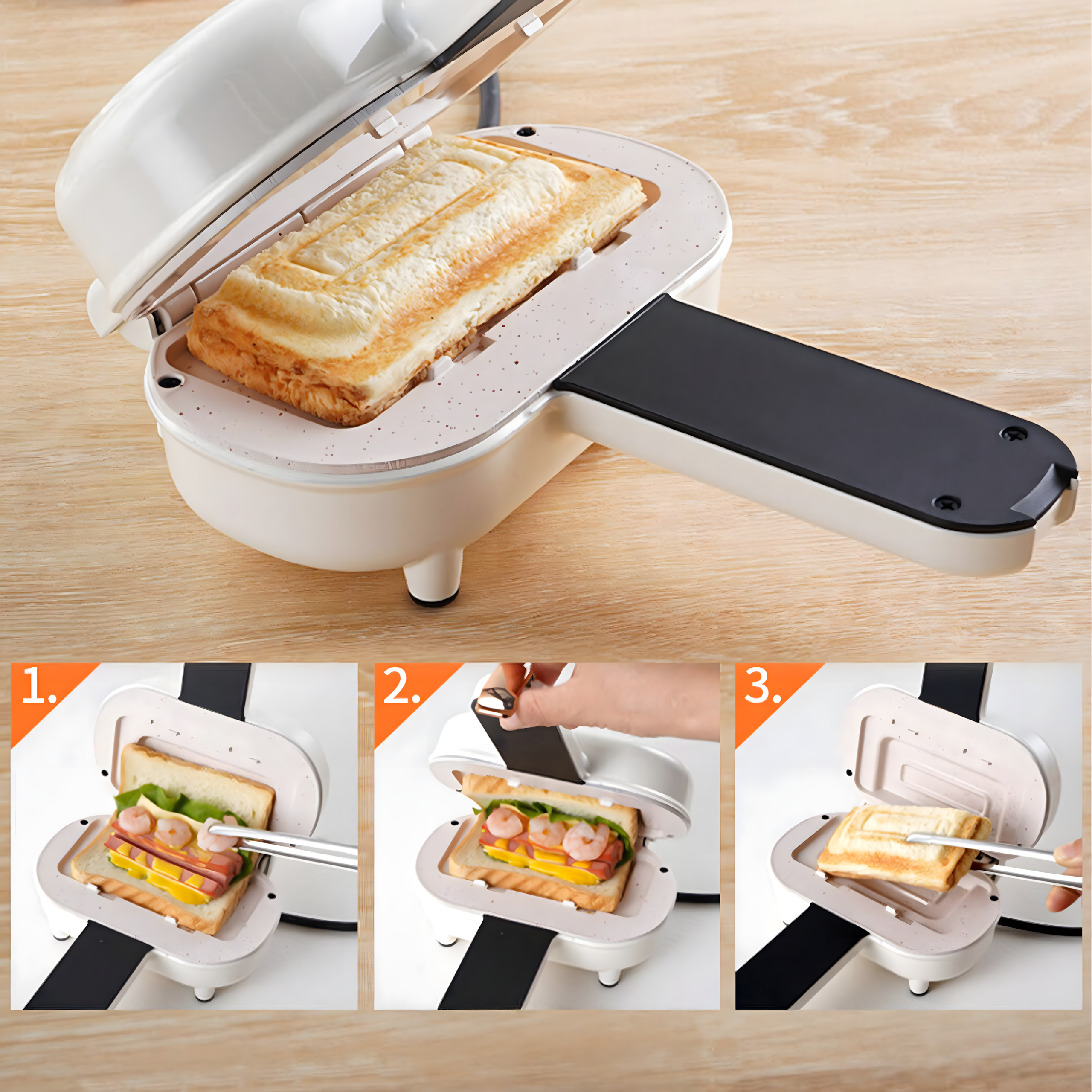 Toaster Sandwich Toaster 700W Non-Stick Coating