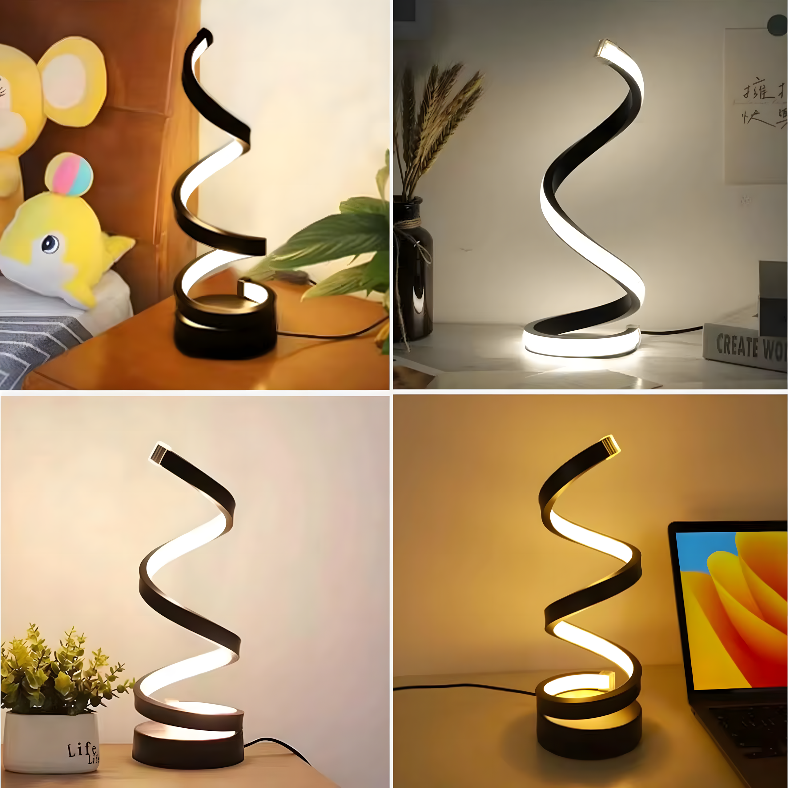 LED Spiral Night Light Table Lamp Decorative Lighting for Bedroom