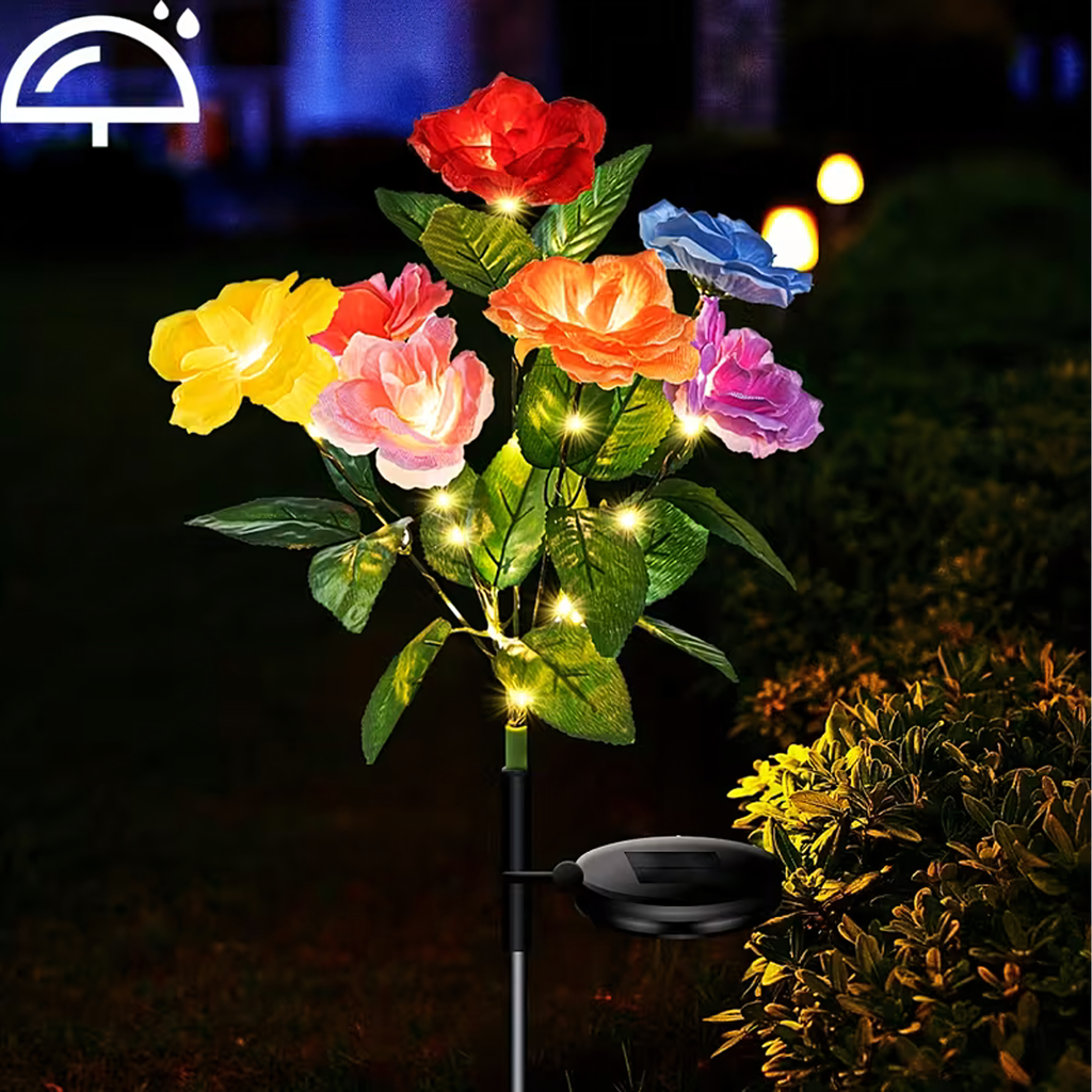 2 x päikesepatareiga aiamaa valgusti lille roosi dekoratsioon LED