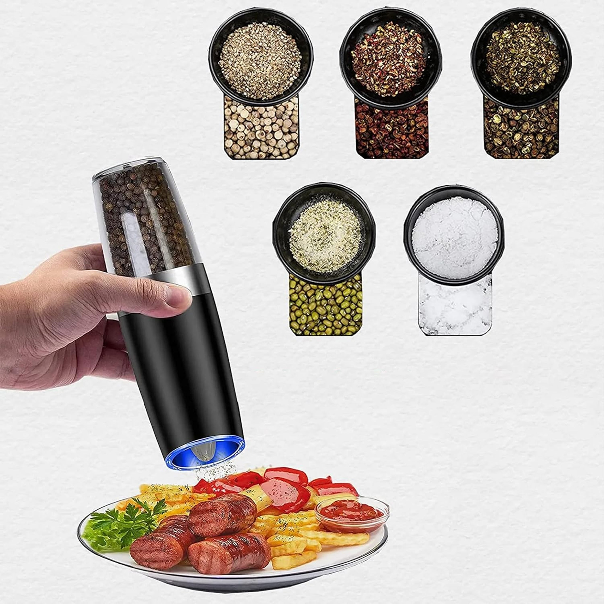 2 tk elektriliste gravitatsioonveskite komplekt soola, pipra ja vürtside jaoks 2x