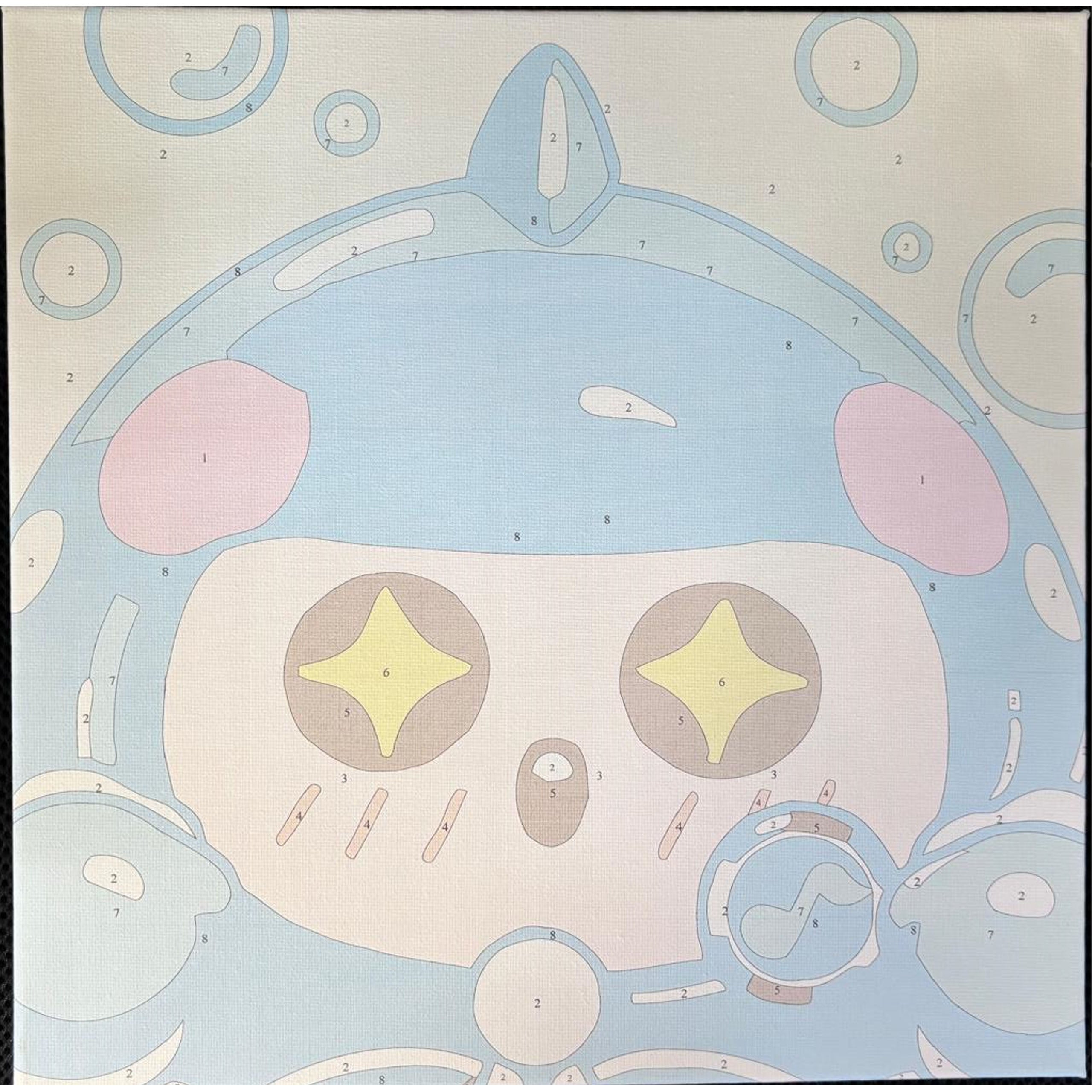 Numbrite järgi värvimise pilt raamiga ja pintslite komplekt 30x30 lastele