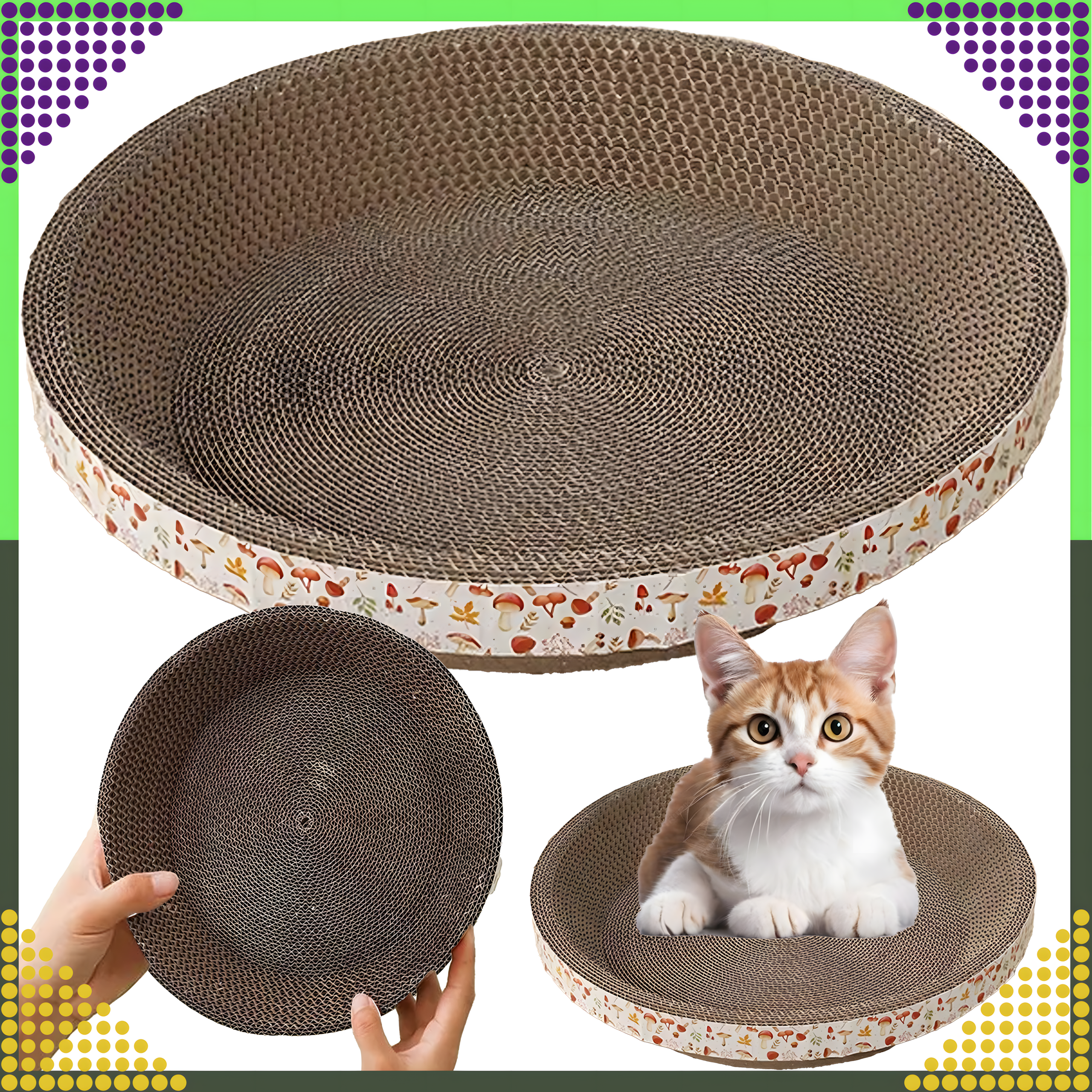 Pappist ümmargune kassikraapimiskauss 30 cm kraapimiseks