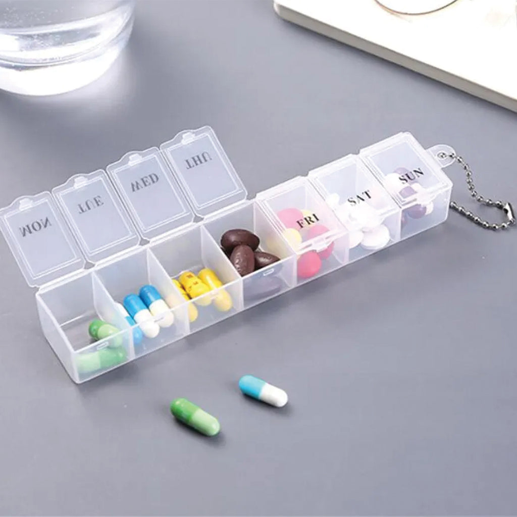 Weekly Pill Organizer Box with 7 Compartments