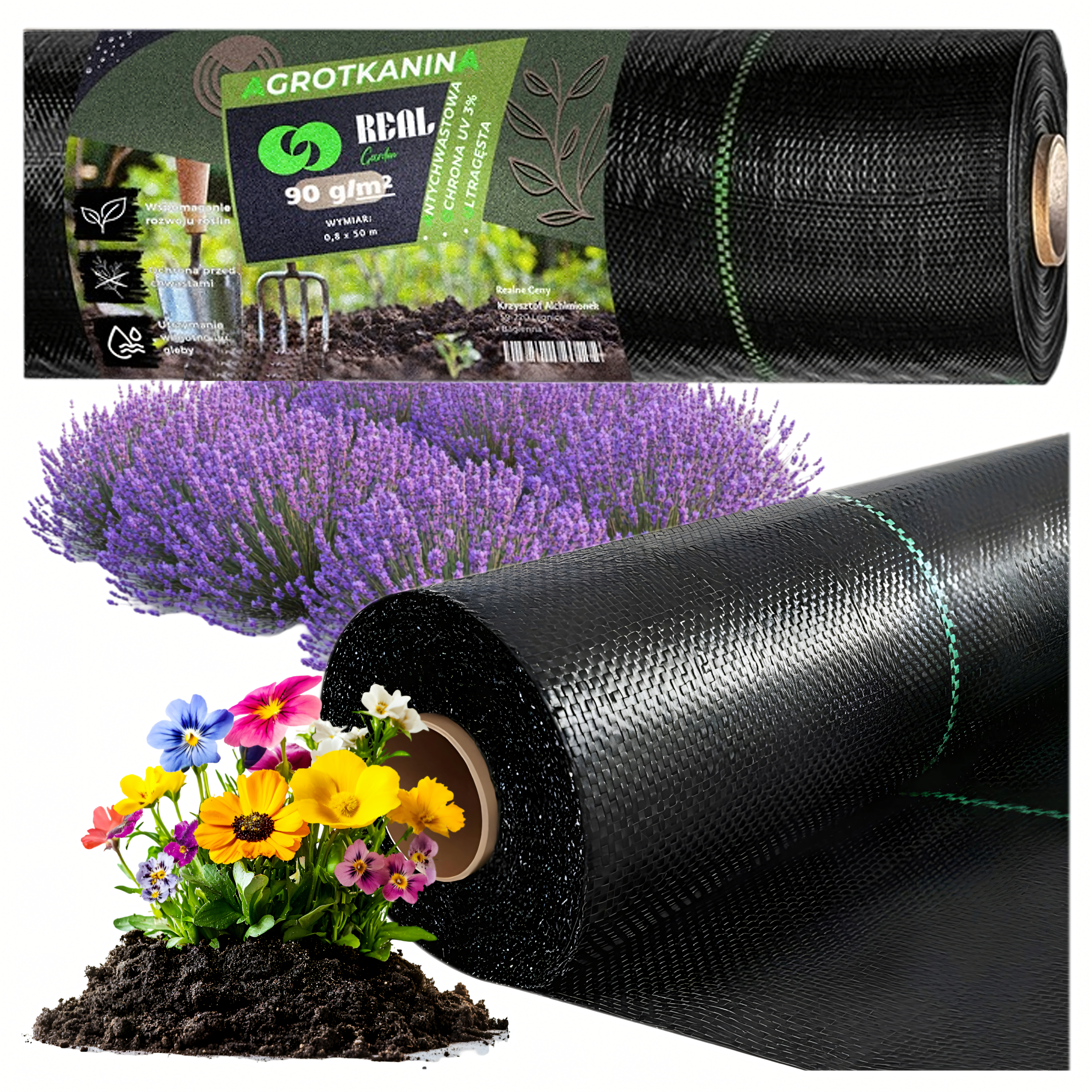 Agro Nonwoven Fabric 90g 0.8x50m Black UV Agrofabric Weed Control Mat (F12)