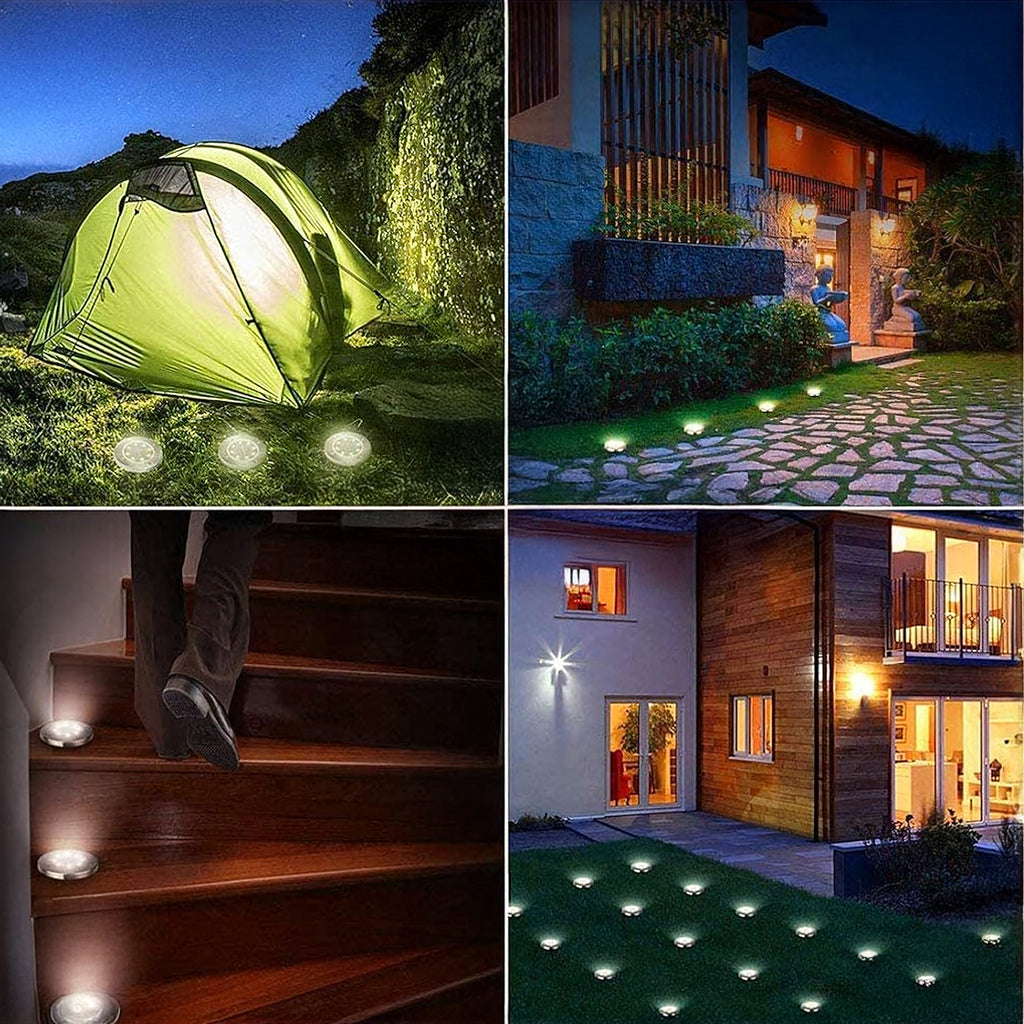 10x päikesepatareiga aiakettakujulised lambid 8 LED maavalgusti ja hämarustundlikuga
