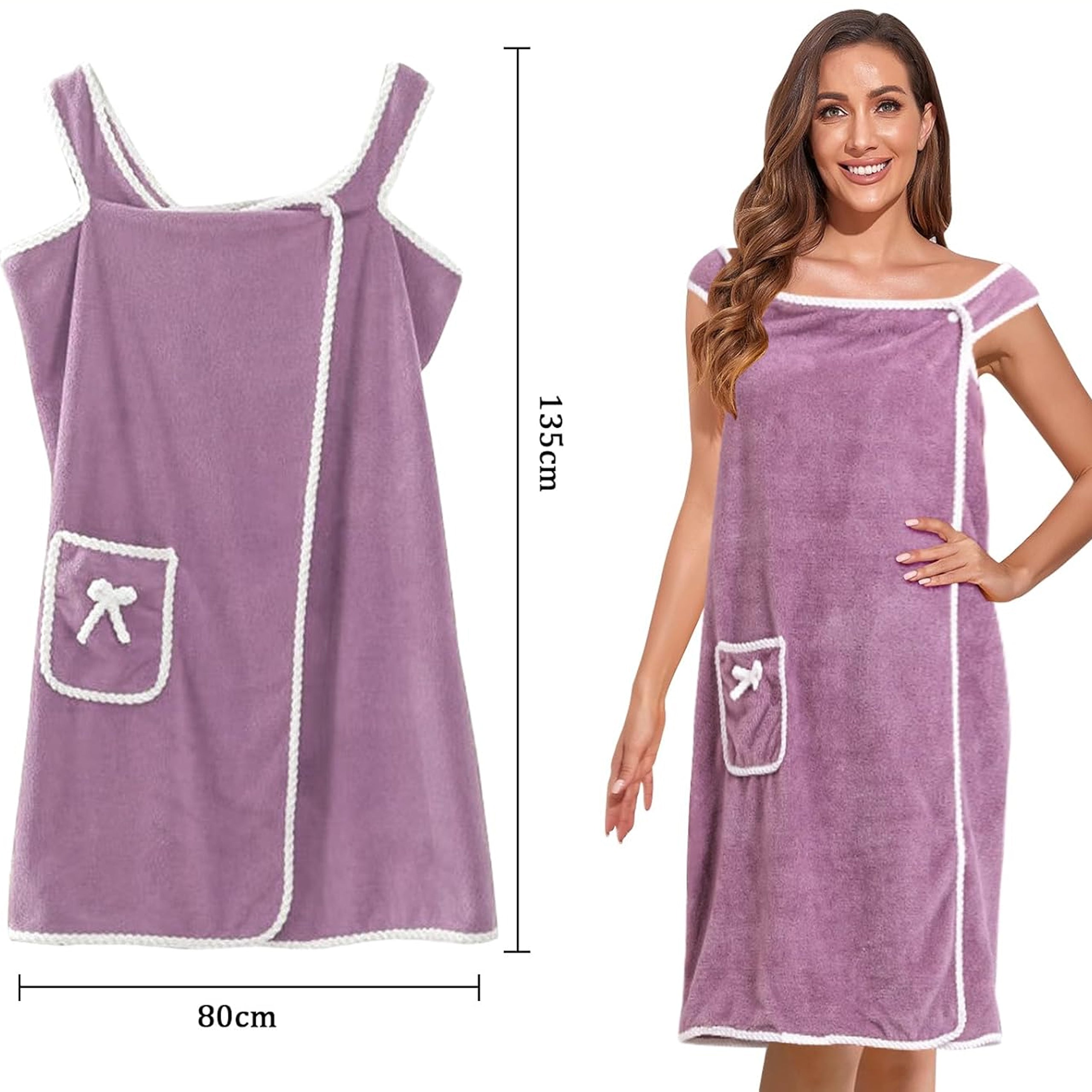 Women's Bath Towel Sauna Tunic Spa Pareo Shoulder Bathrobe Large