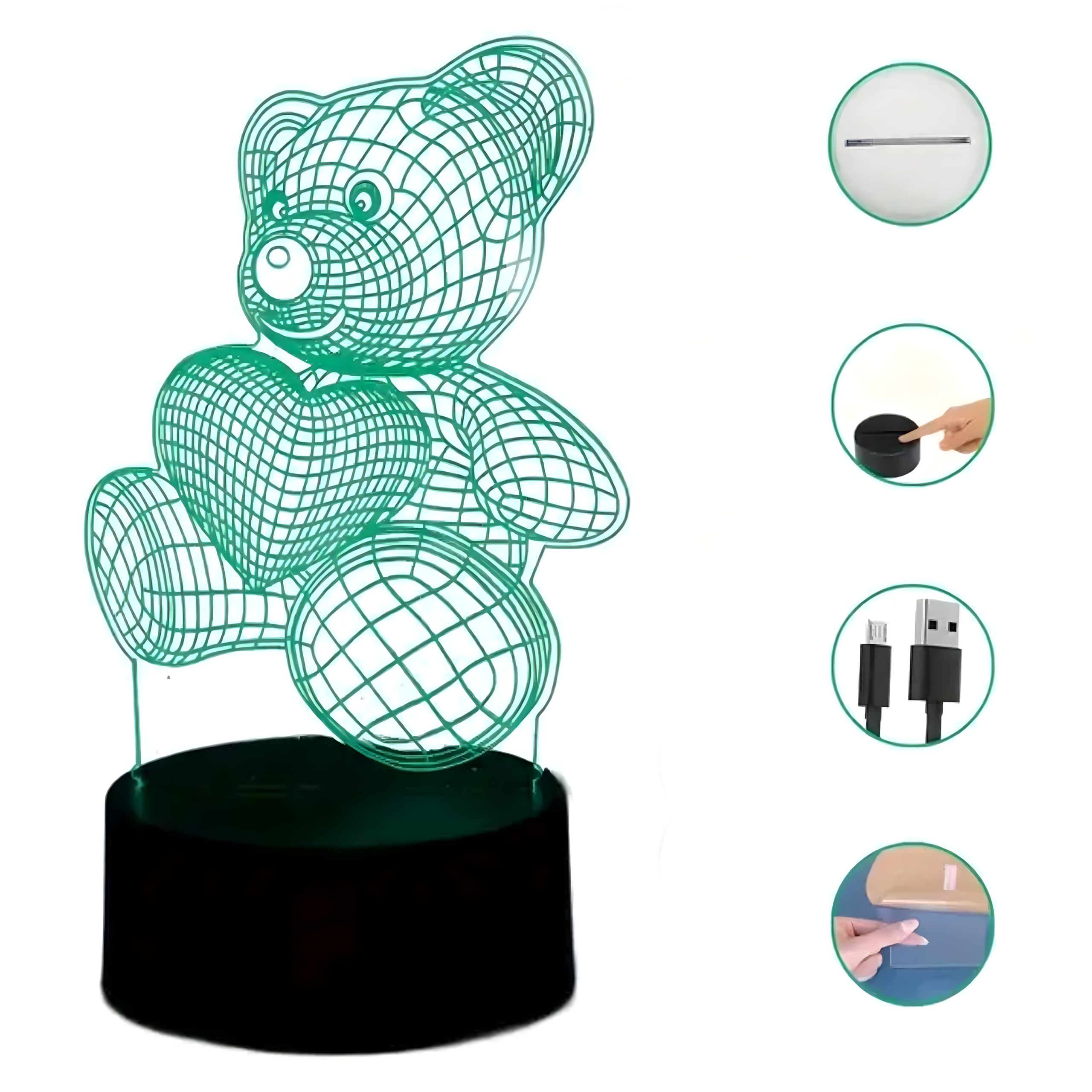 NICE DREAM Karu 3D-illusiooniga öölamp USB lauavalgusti laste magamistuppa