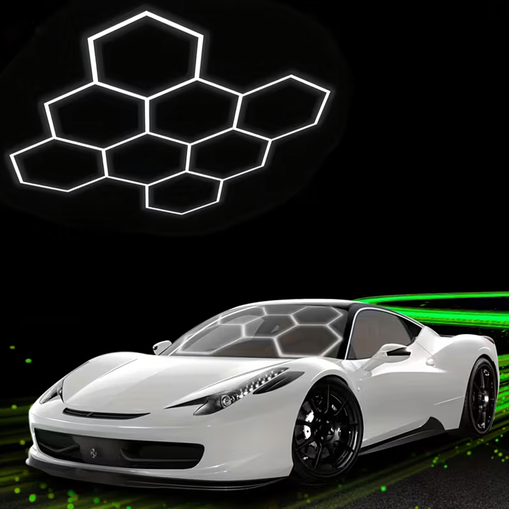 LED kuusnurkne lambipaneel valgustus töökotta garaaži koju 257x244cm 280W 6500K