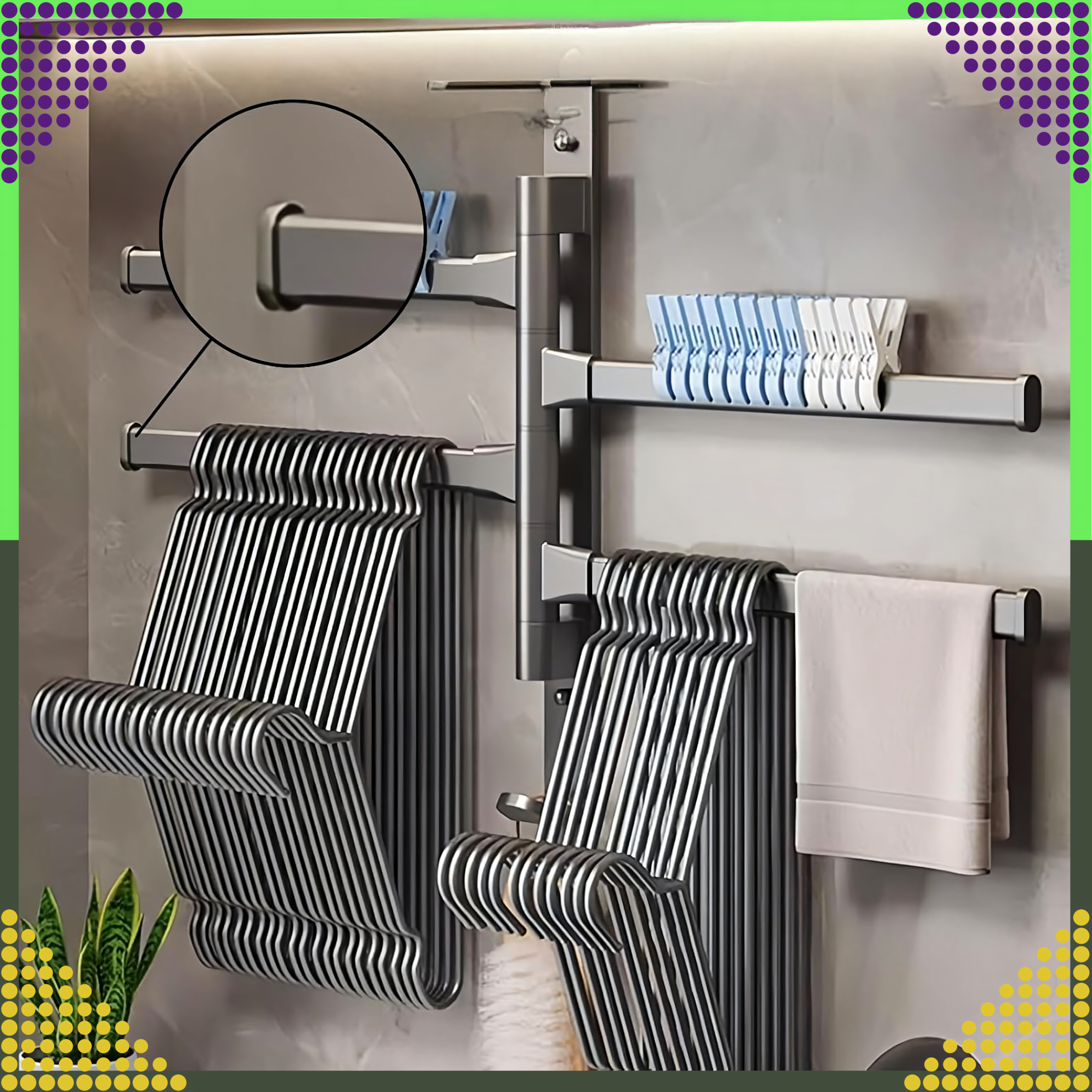 Rotating Bathroom Kitchen Wall Mounted Towel Rack