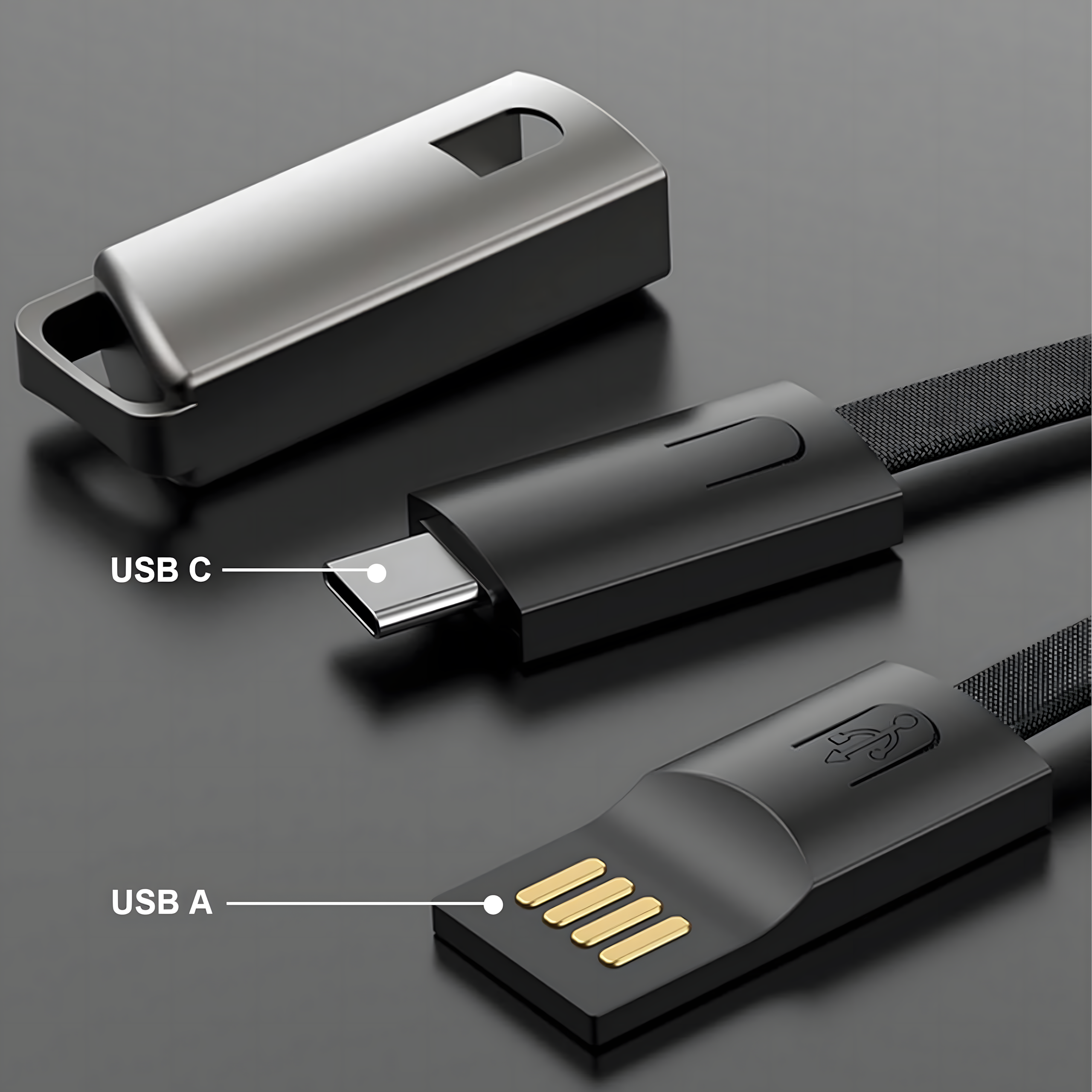 Kaabel Laadija Võtmehoidja Andmepael USB-C – USB-A Kiirlaadimine