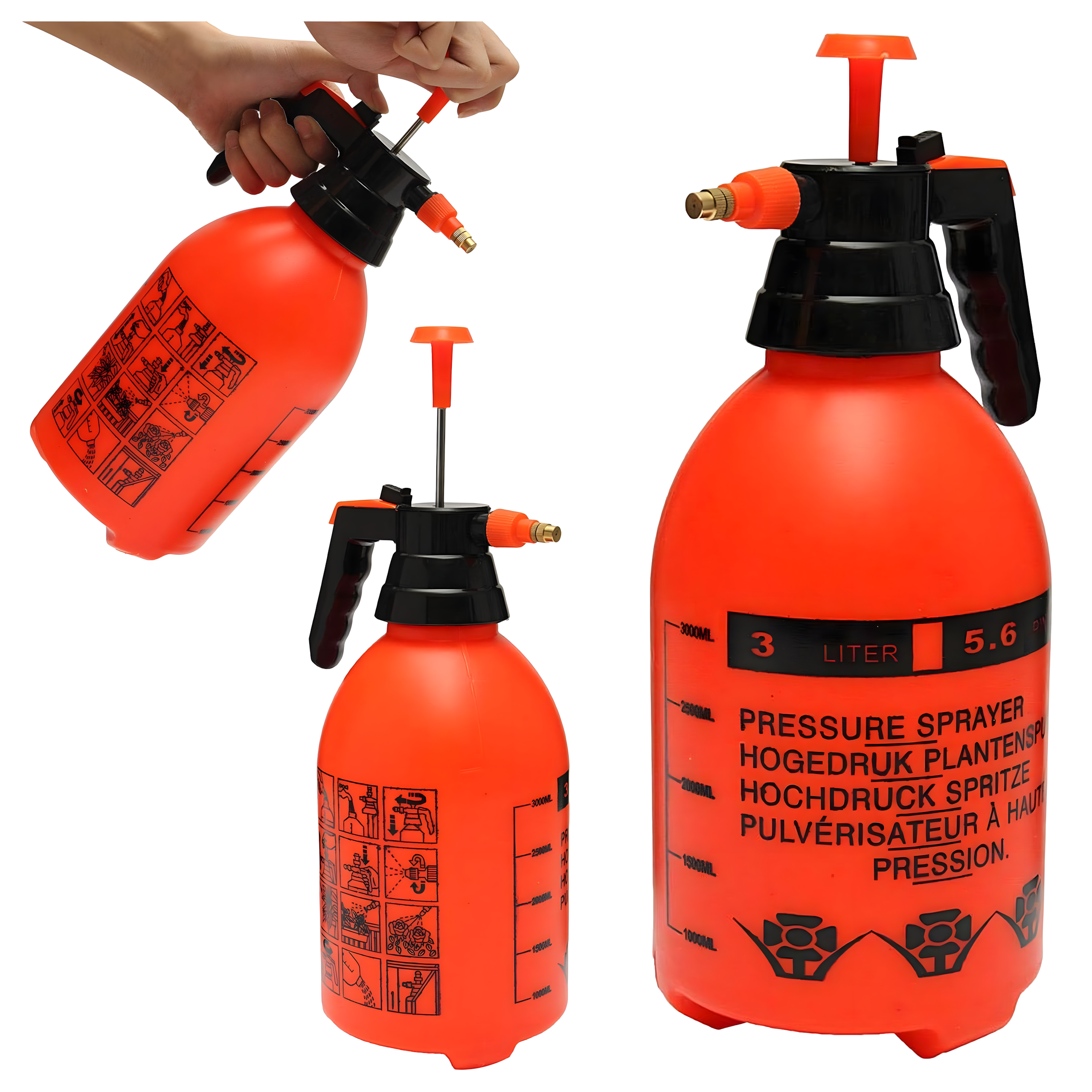 Sprayer Manual Pressure Sprayer for Garden Home 3L Orange