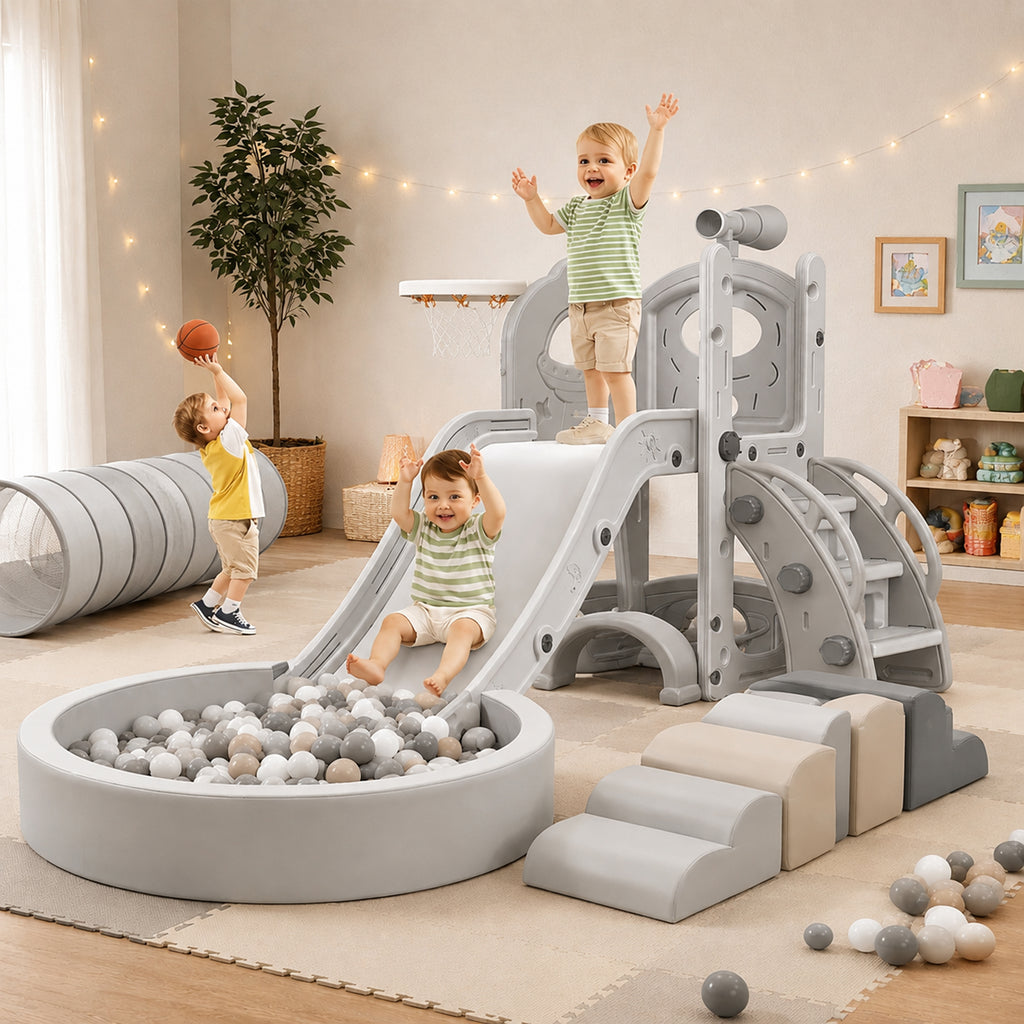 Free-Standing Children's Slide with Ladder for Home