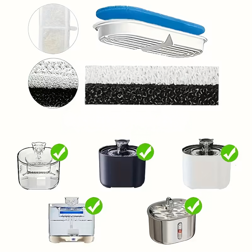 Replacement Filter Set for Dog and Cat Drinking Fountain 8 pcs