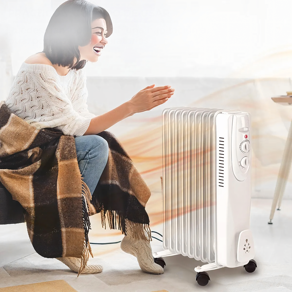 Electric Oil Radiator Thermostat Energy-Saving 1500W 7-Rib Large