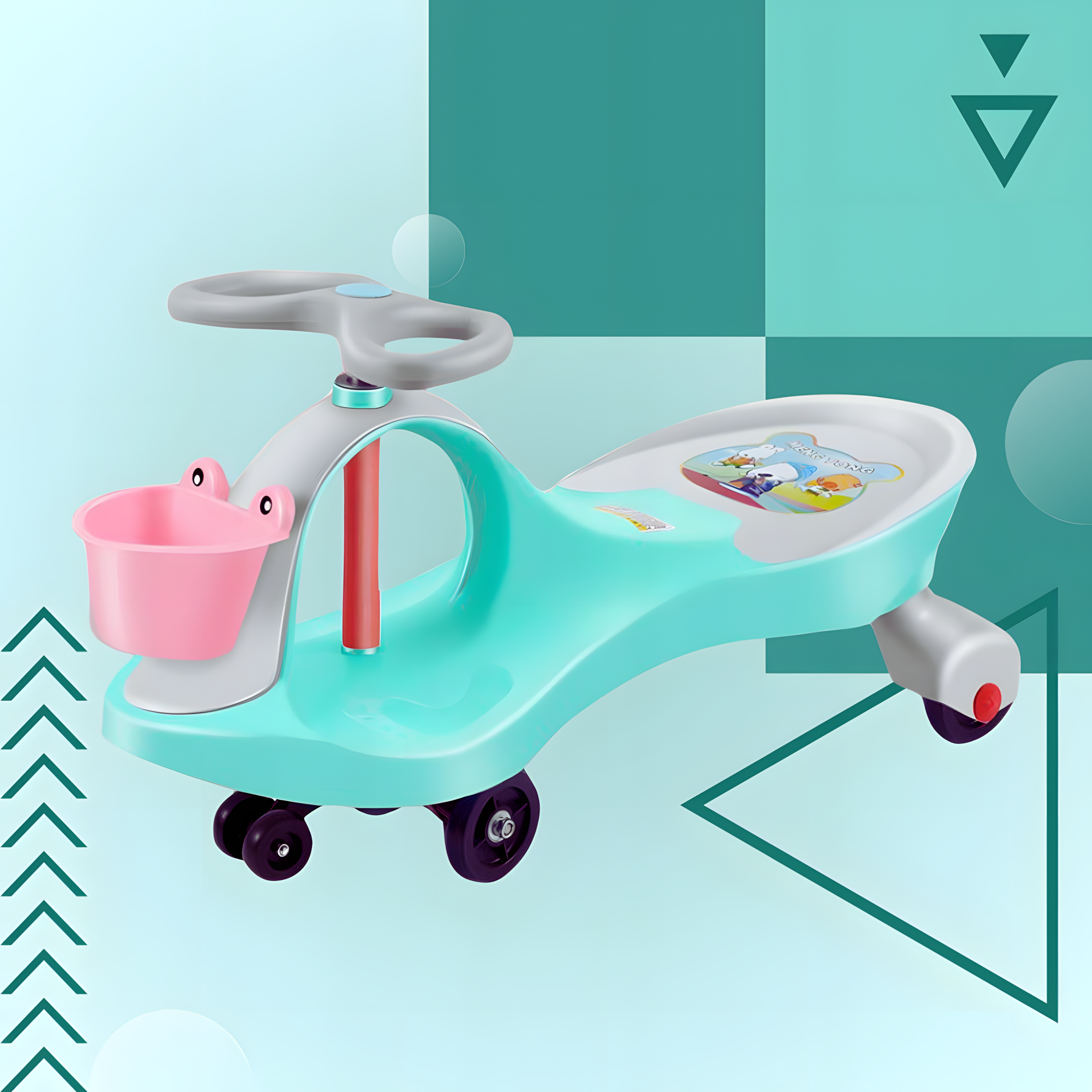 Lastele mõeldud tasakaalu ja kiikumisega Ride On lükatav auto gravitatsioonisõiduk