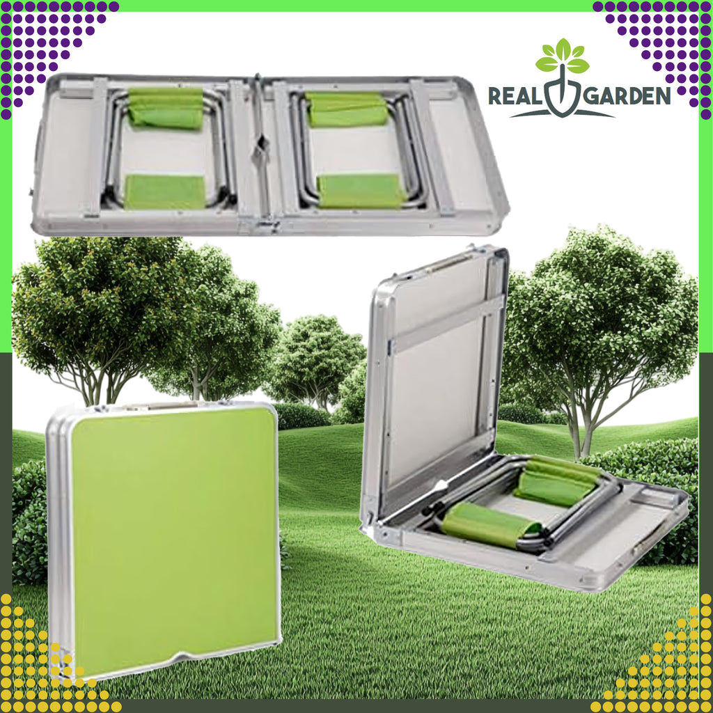 Set: Folding Camping Tourist Table, Large, 4 Chairs, Suitcase