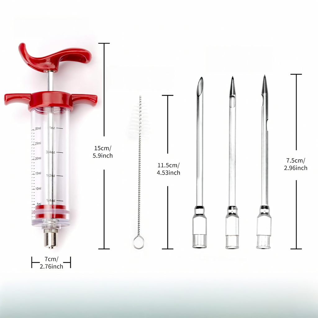 Meat Injection Syringe 30ml with 3 Needles