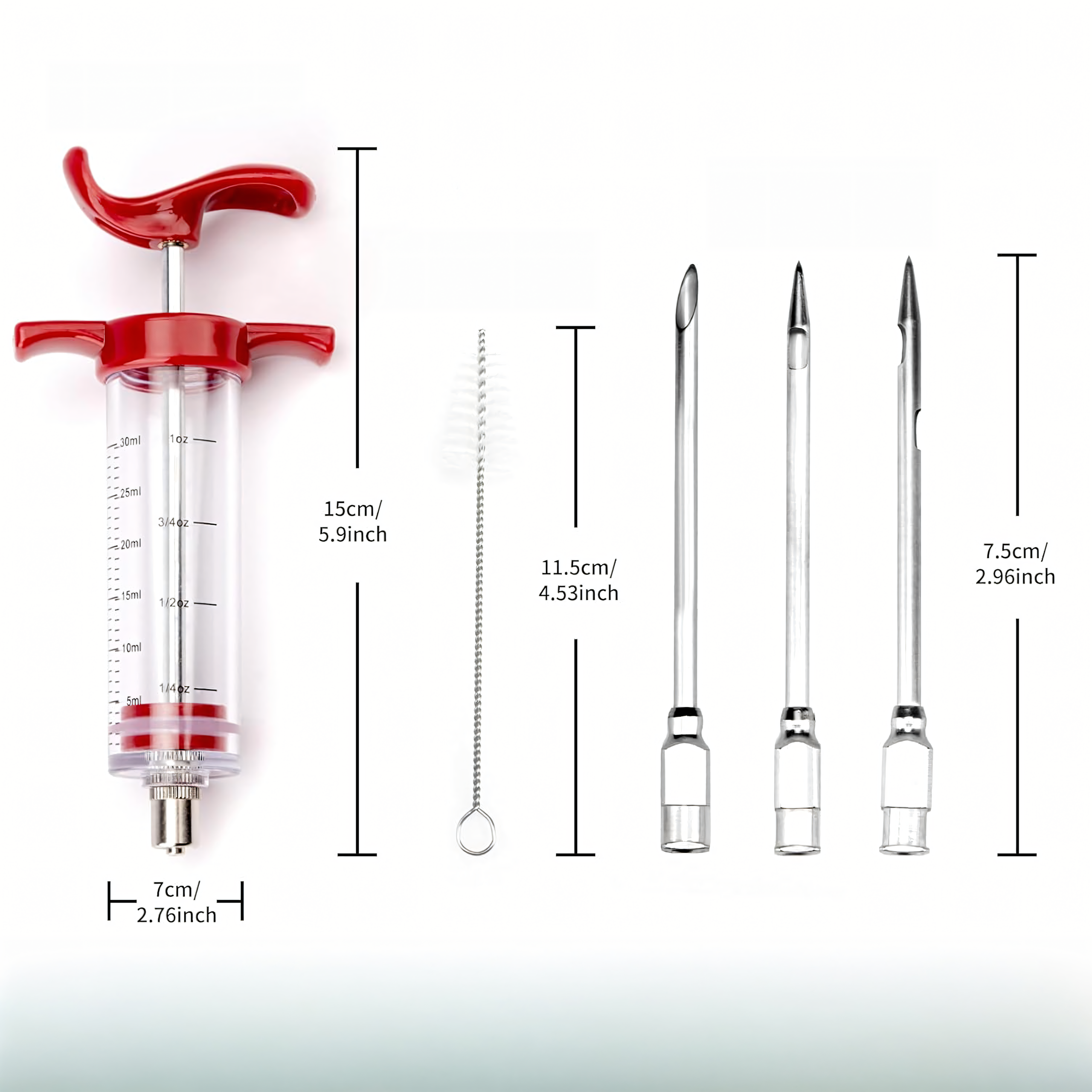 Meat Injection Syringe 30ml with 3 Needles