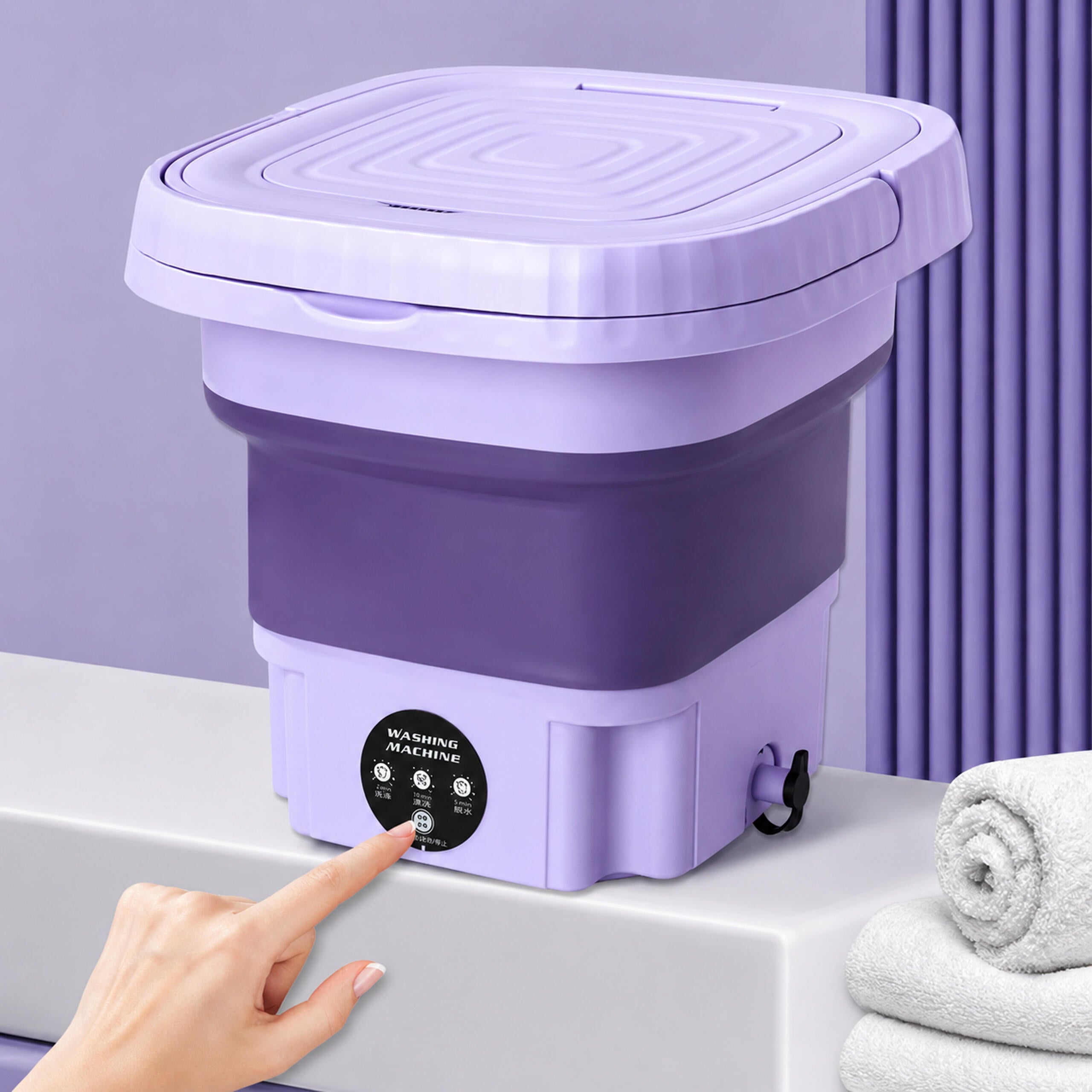 Portable Mini Folding Automatic Washing Machine 8L for Travel and Camping