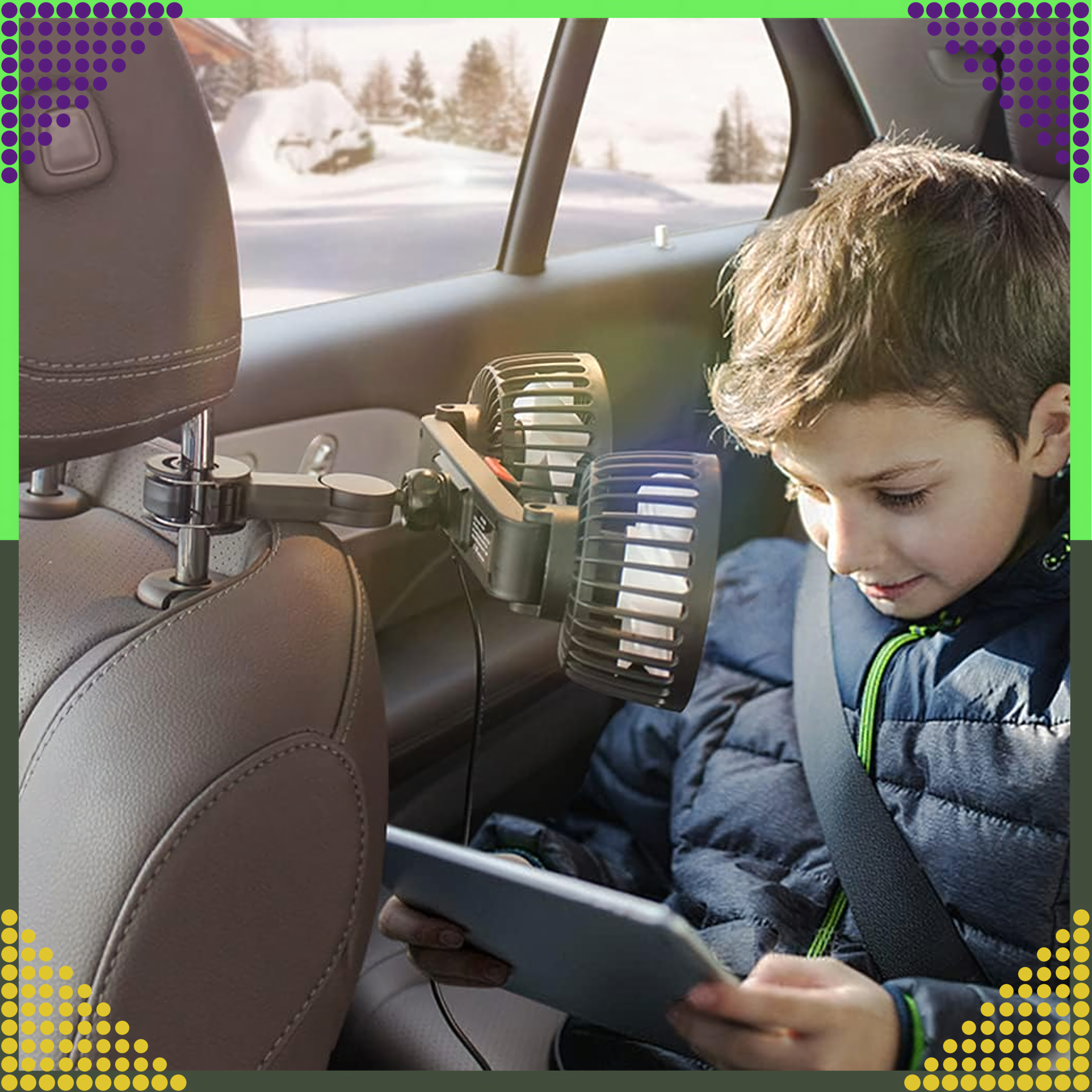 Car Fan Rotary Dual Fan for Cars Powerful 360° USB