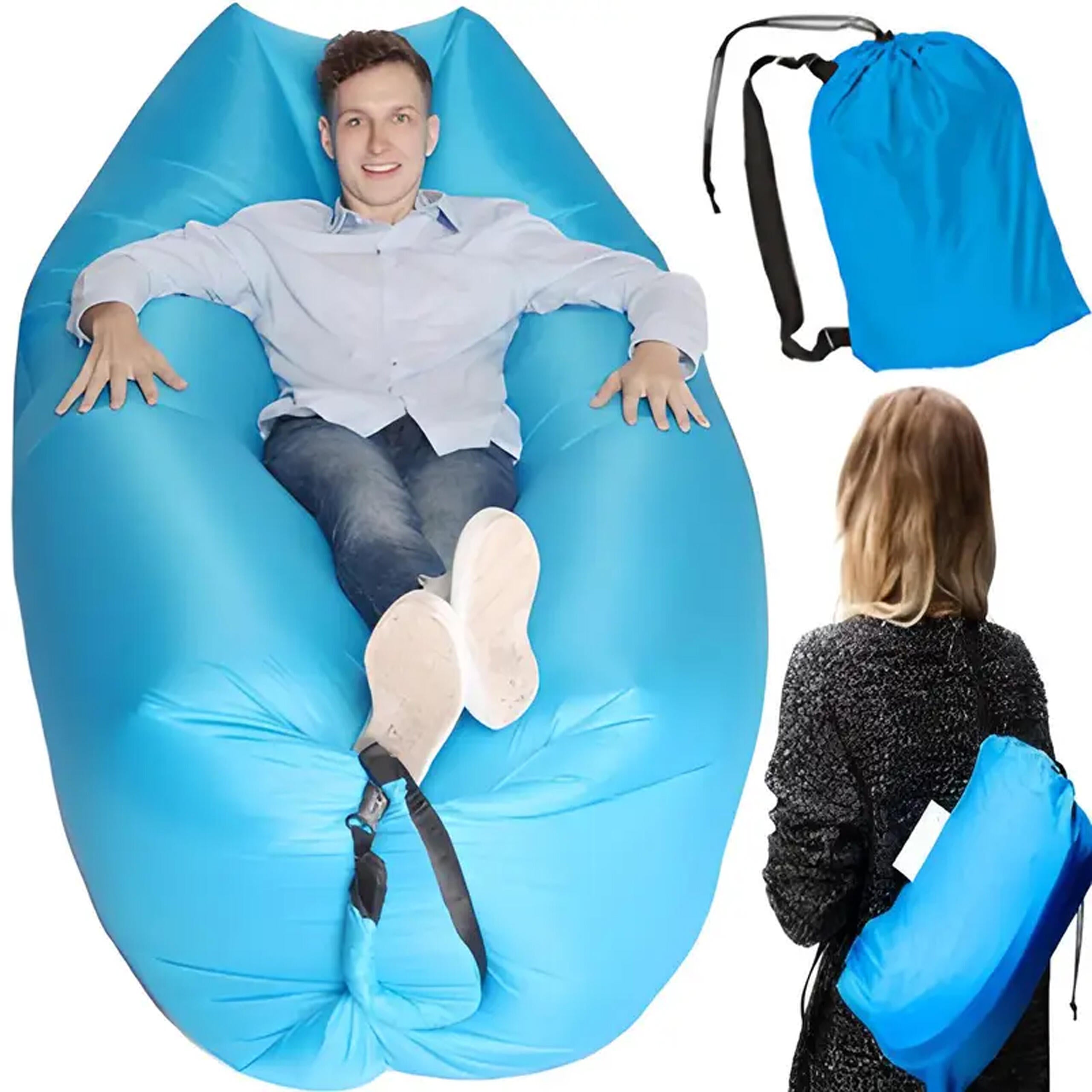 Inflatable Beach Sofa Bed Mattress Lounger Lazy Bag 200x70cm