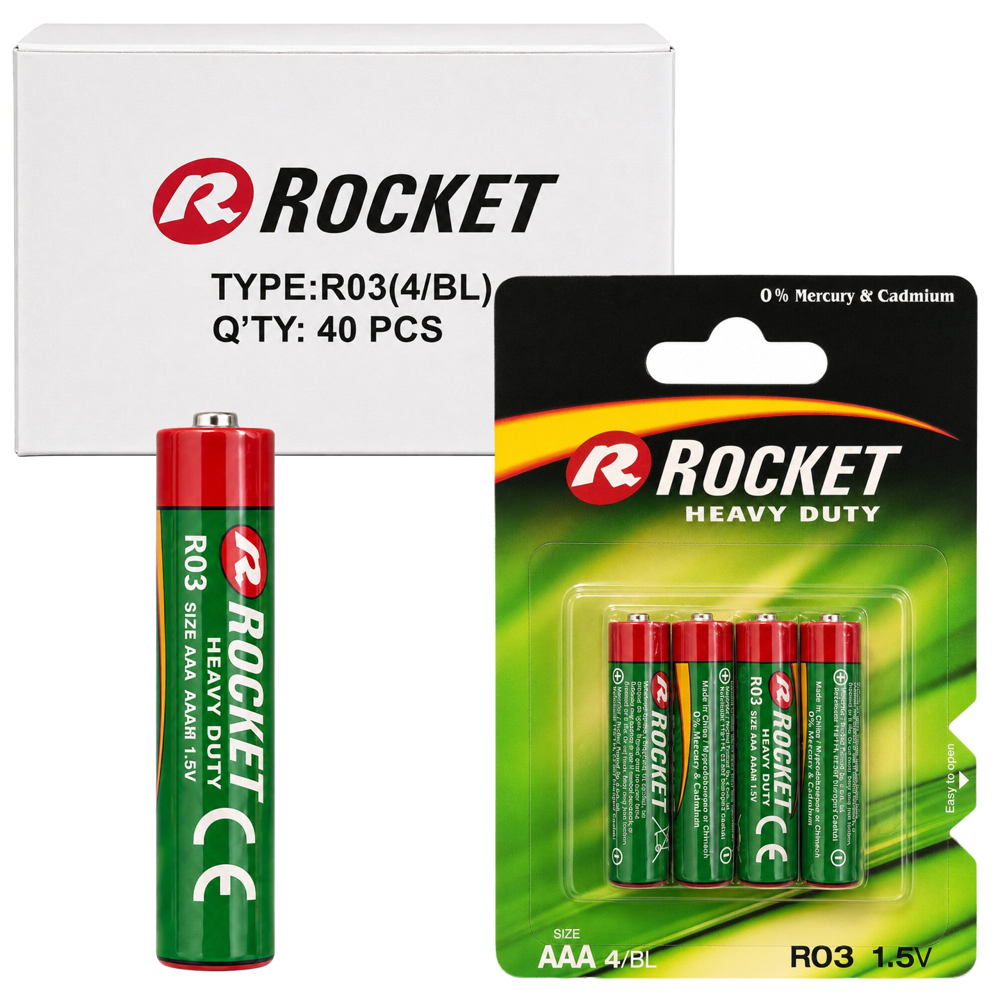 Rocket AAA (R03) tsink-süsinikpatareid 1,5 V 40 tk R034BL